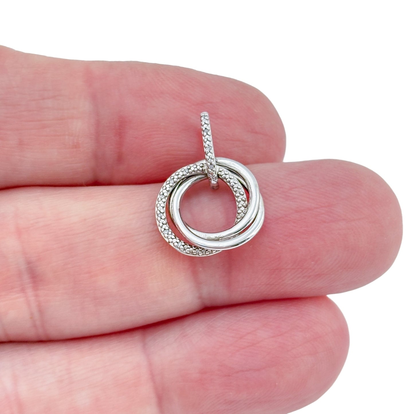 Vintage Sterling Silver 925 Diamond Interlocking Pendant