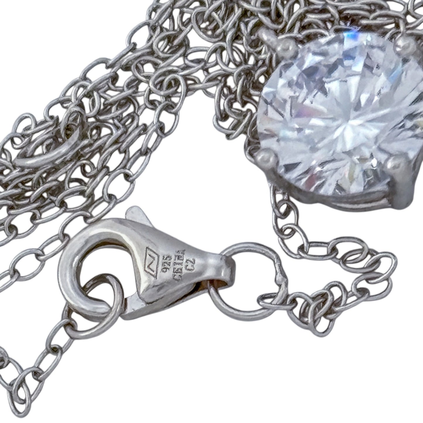 Vintage Sterling Silver 925 Cubic Zirconia Pendant Necklace 16", 17," 18"