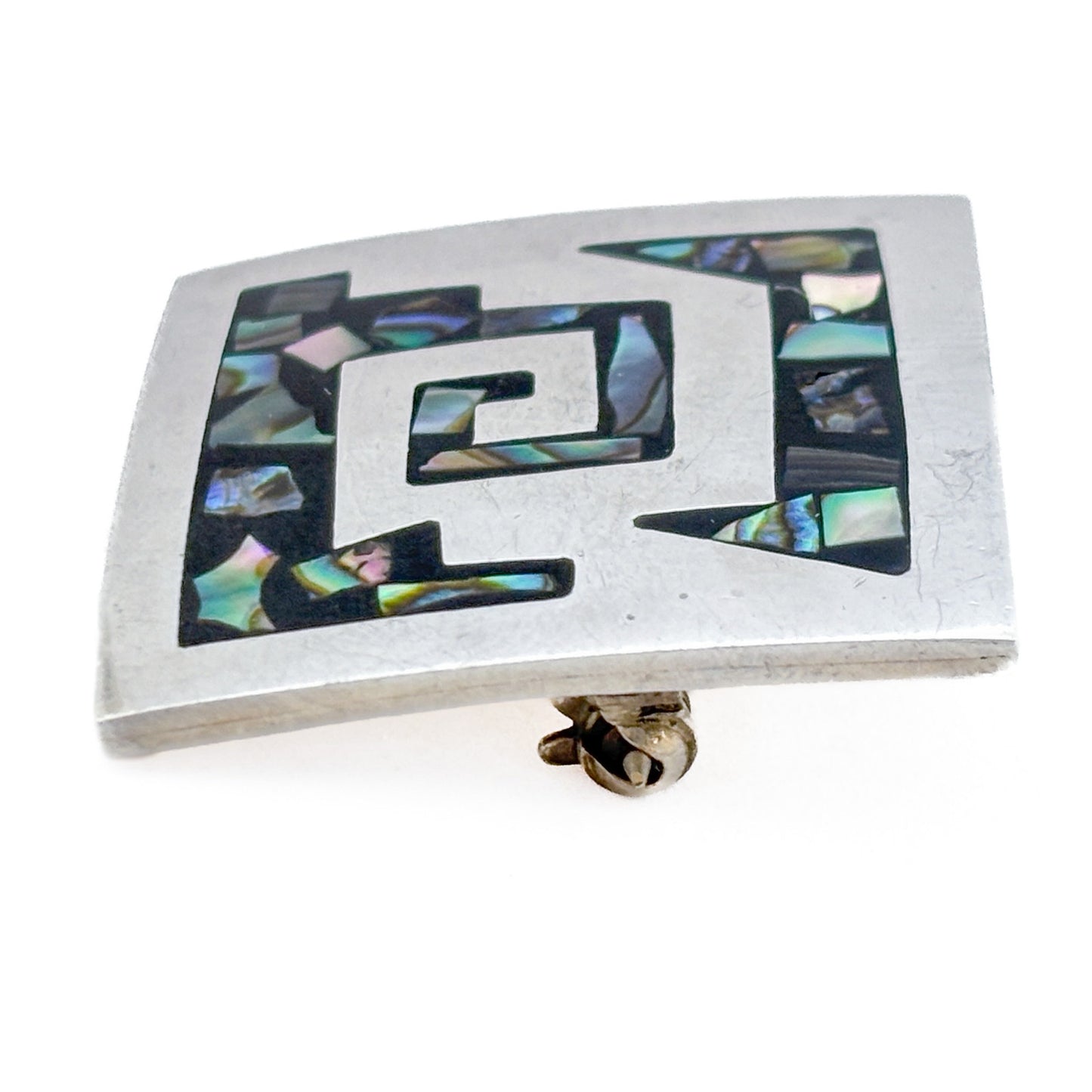 Vintage Mexican Taxco Sterling Silver 925 Abalone Geometric Brooch