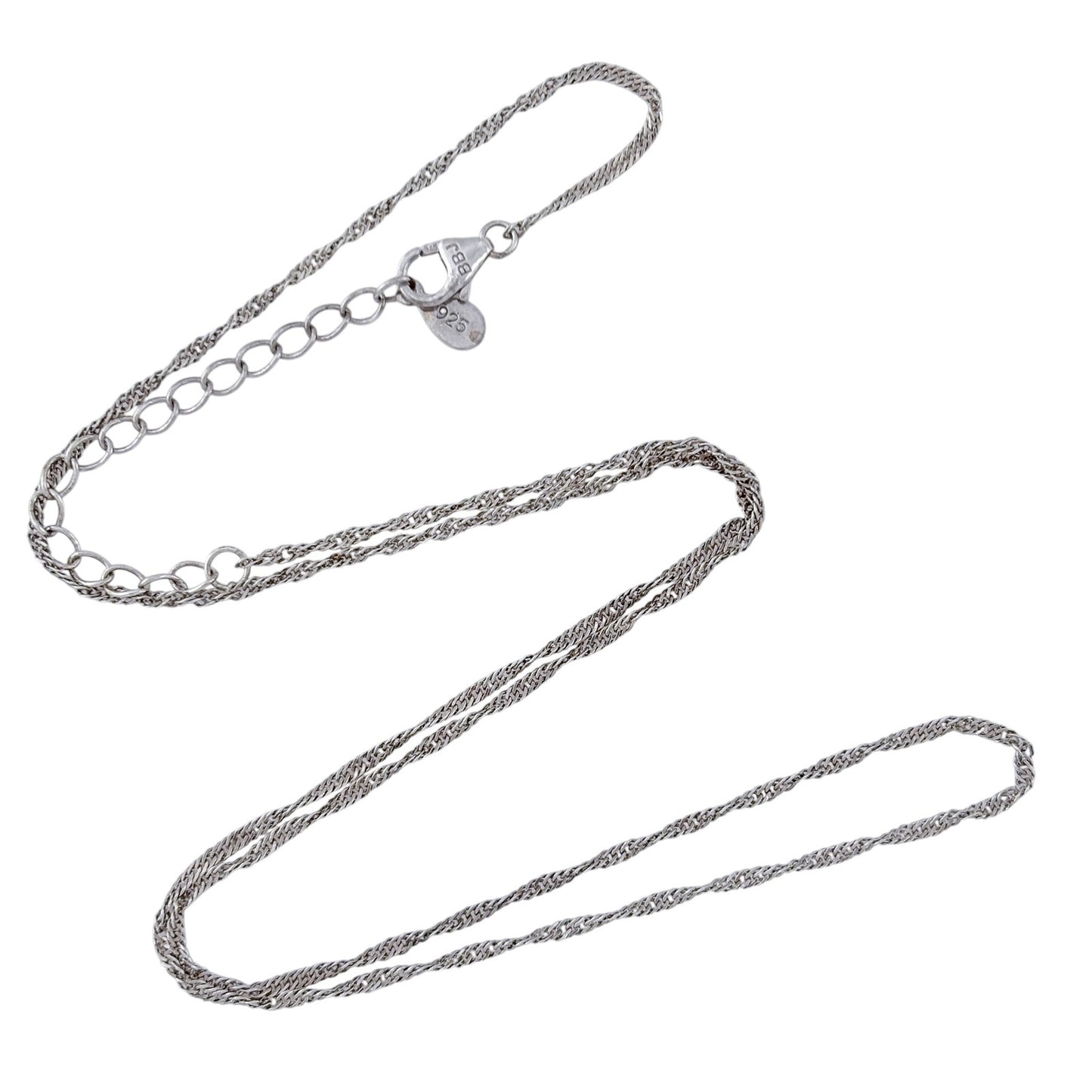 Vintage Sterling Silver 925 Singapore Chain Necklace 18"-20"
