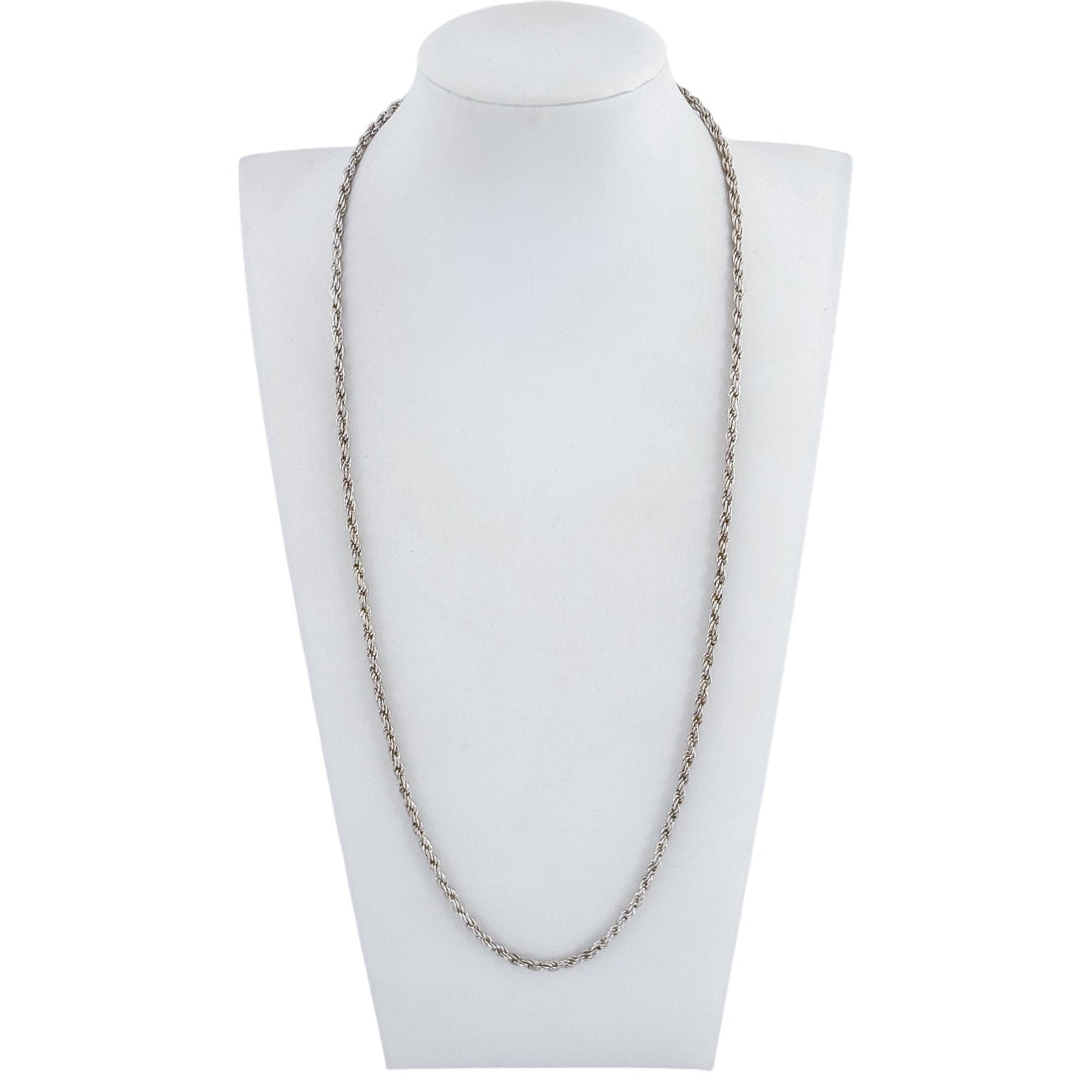 Vintage Sterling Silver 925 Twisted Rope Chain Necklace 24"