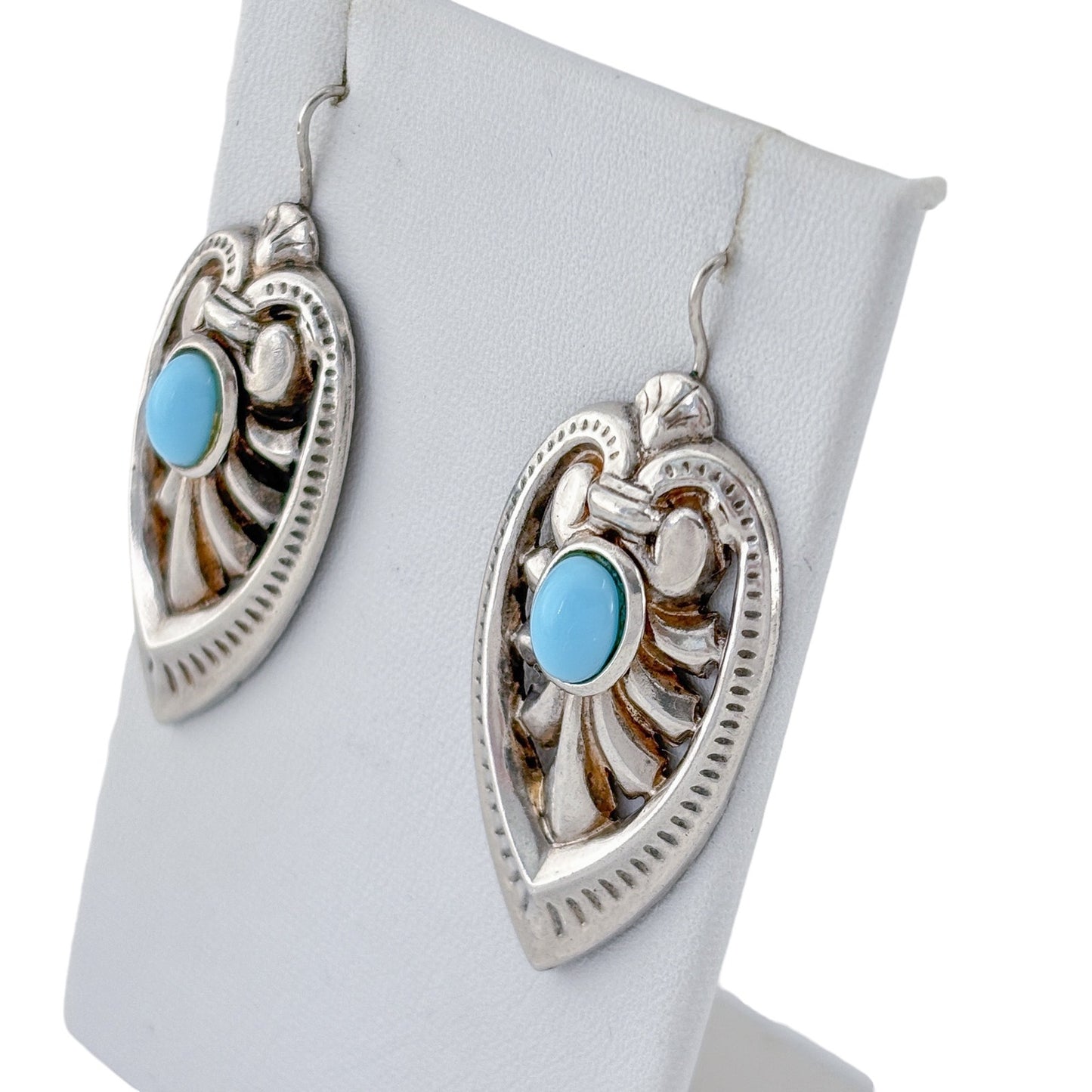 Vintage Tonic Sterling Silver 925 Persian Turquoise Earrings