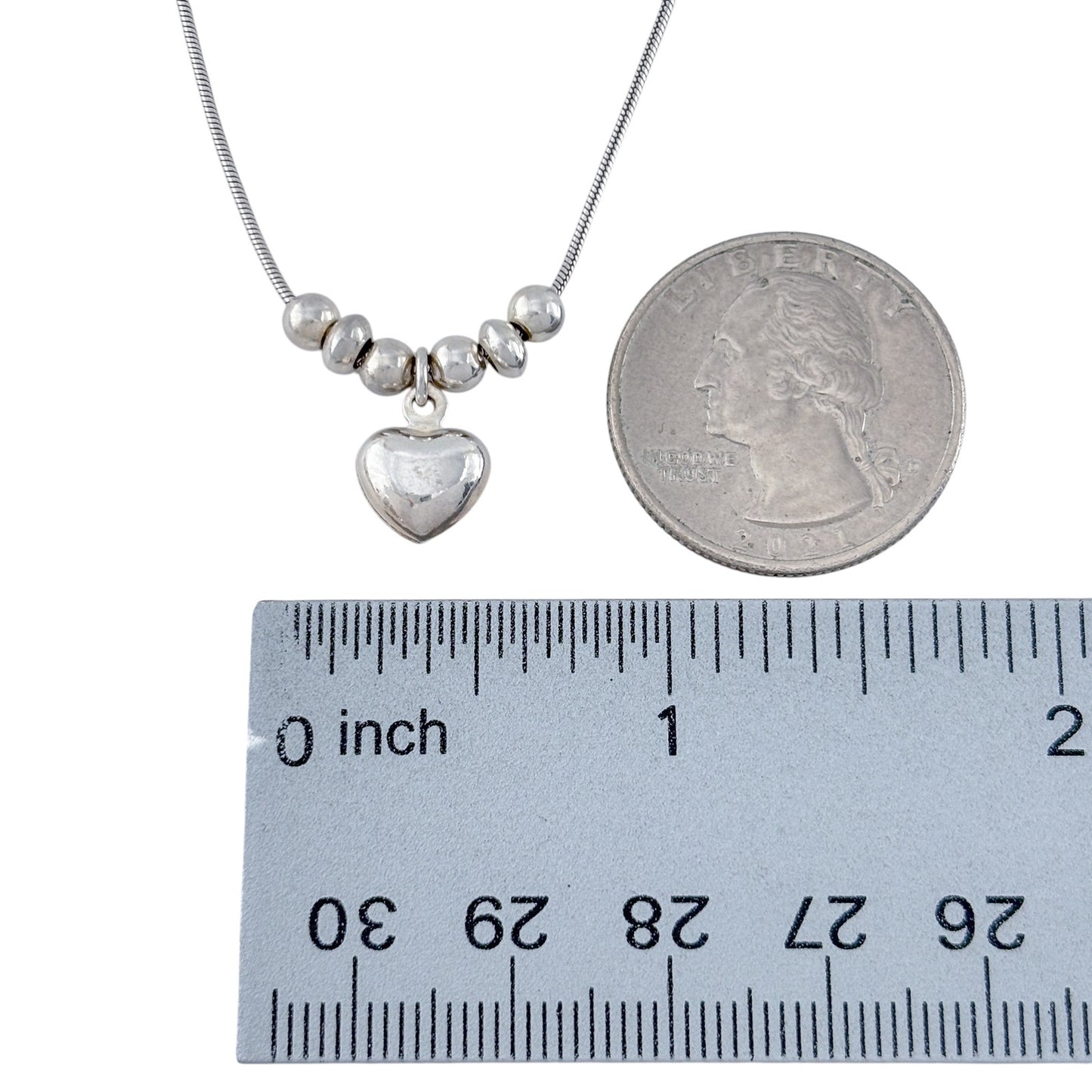 Vintage Sterling Silver 925 Silpada Puffy Heart Pendant Necklace 15.5"