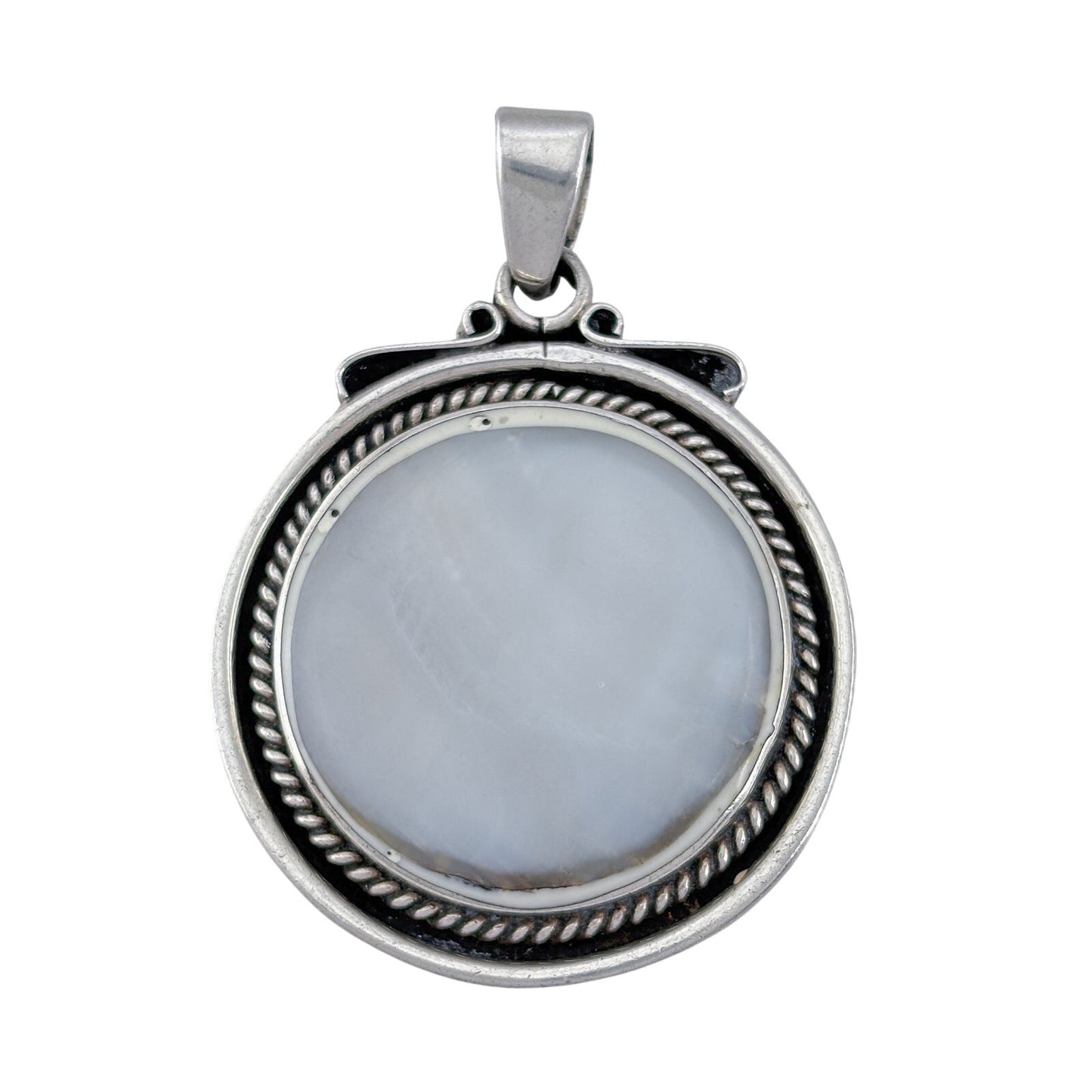 Vintage Mexico Taxco Sterling Silver 925 Mother of Pearl Pendant