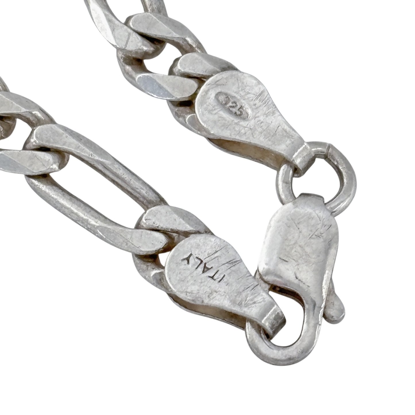 Vintage Italian Sterling Silver 925 Italy Figaro Chain Bracelet 8"