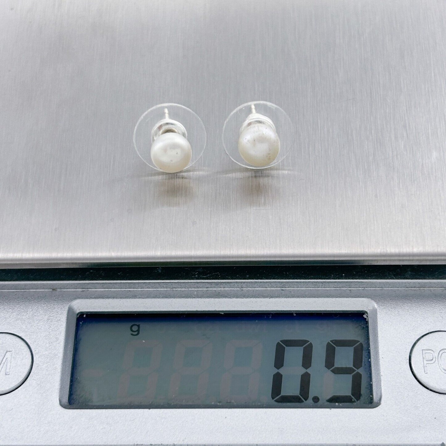 Vintage Sterling Silver 925 White Simulated Pearl Stud Earrings