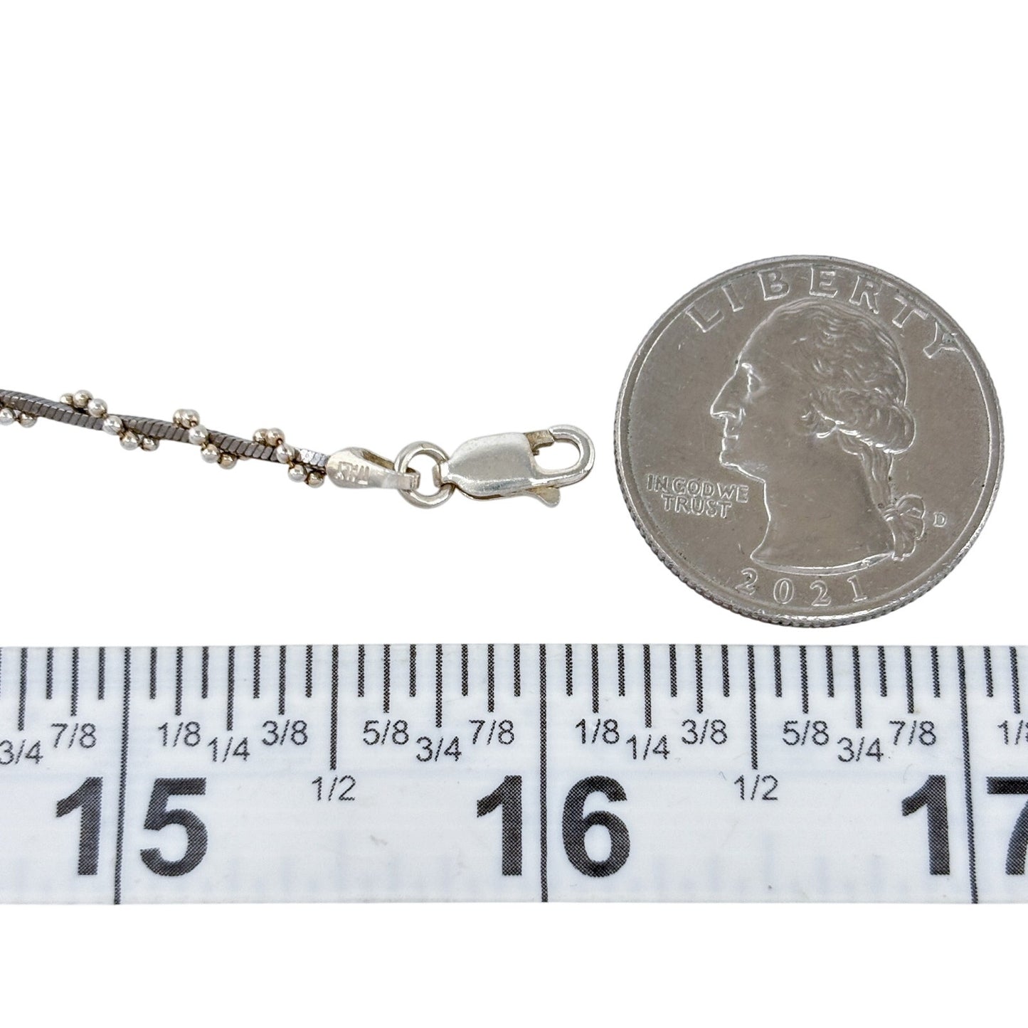 Vintage Italian Sterling Silver 925 Twisted Ball Bead Box Chain Necklace 16"