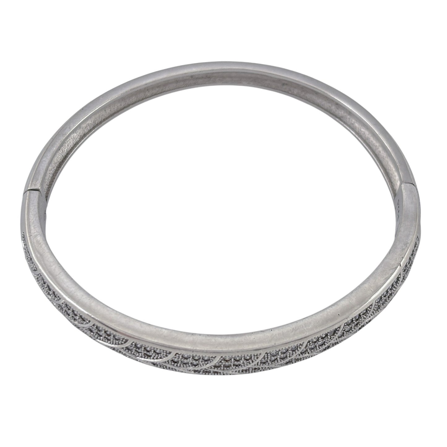 Vintage Sterling Silver 925 Diamond 1.19ctw Bangle Bracelet 6.5"