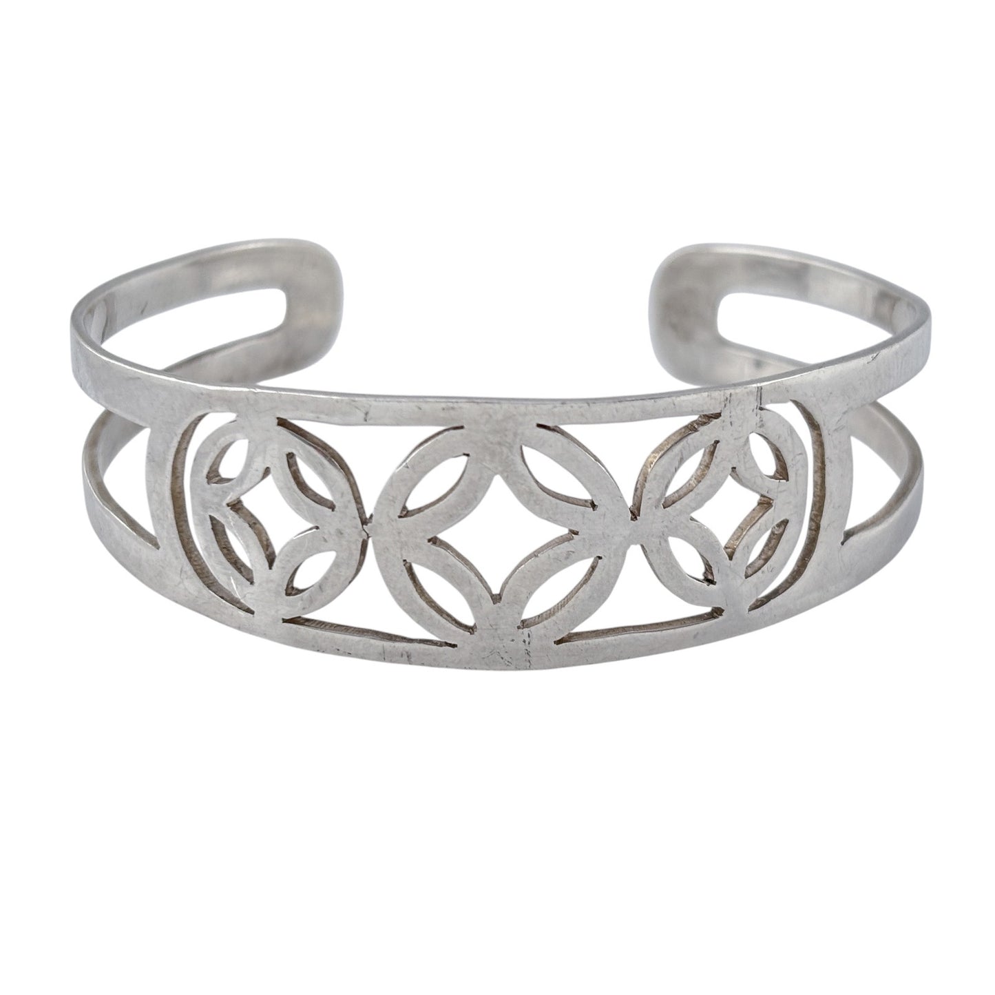 Vintage Sterling Silver 925 Openwork Cuff Bracelet 7.25"
