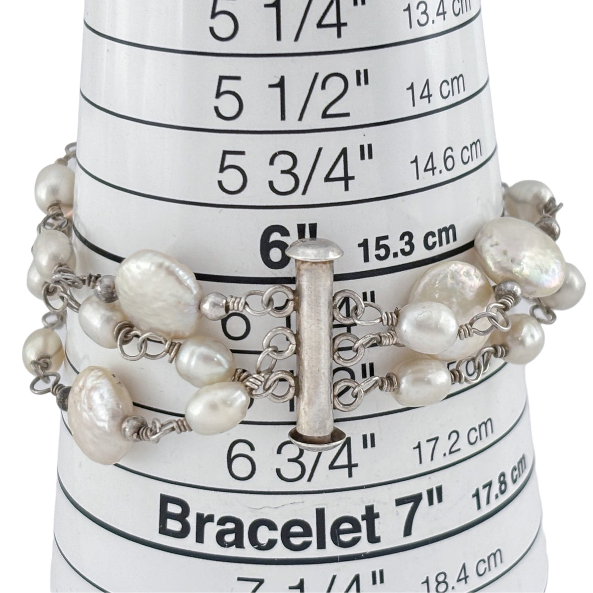 Vintage Sterling Silver 925 Freshwater Pearl Bracelet 7"