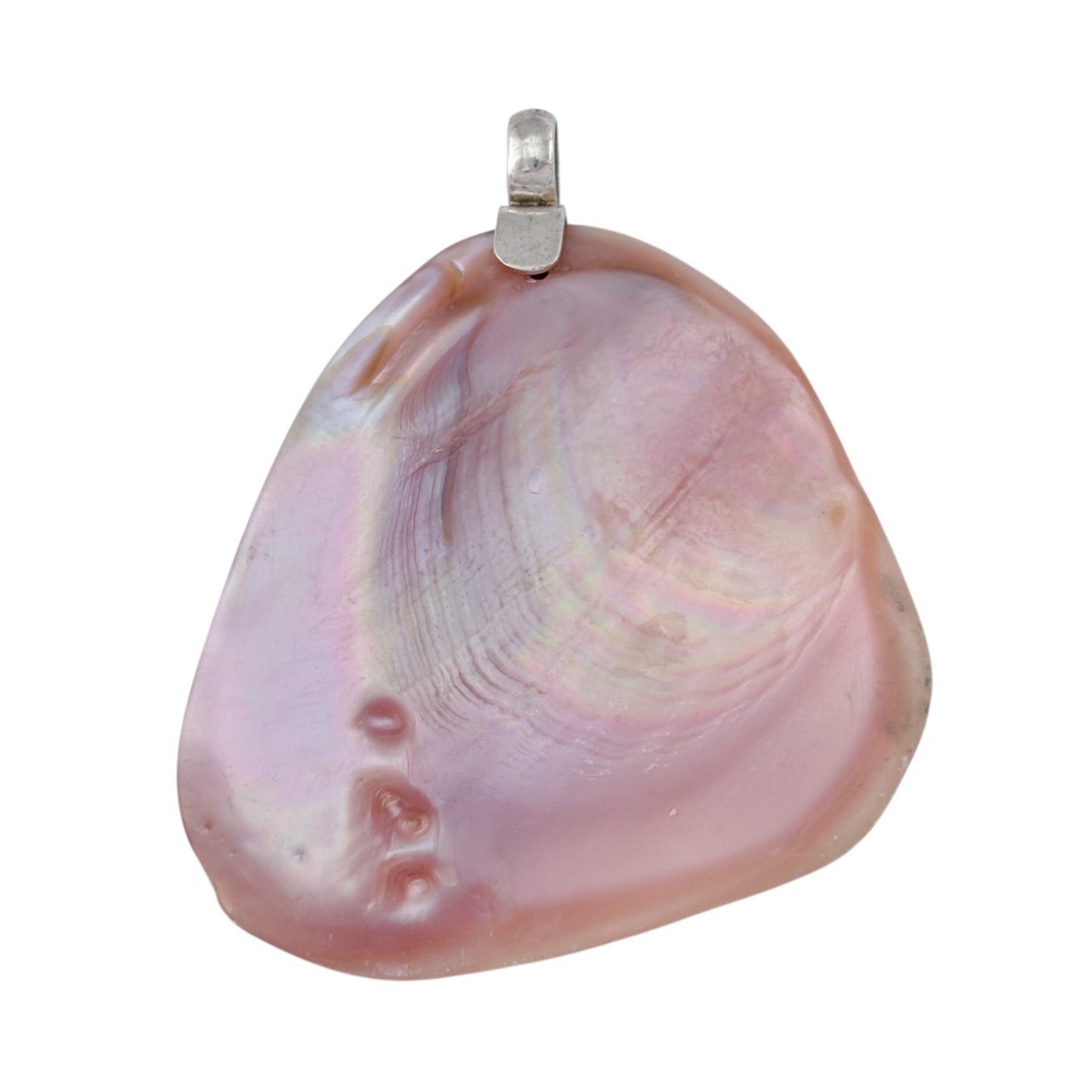 Vintage Sterling Silver 925 Pink Shell Pendant