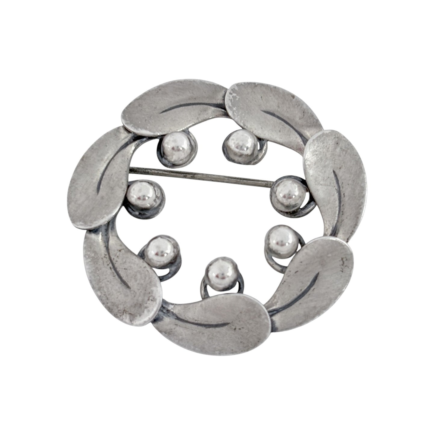 Vintage Sterling Silver 925 Leaf Wreath Brooch