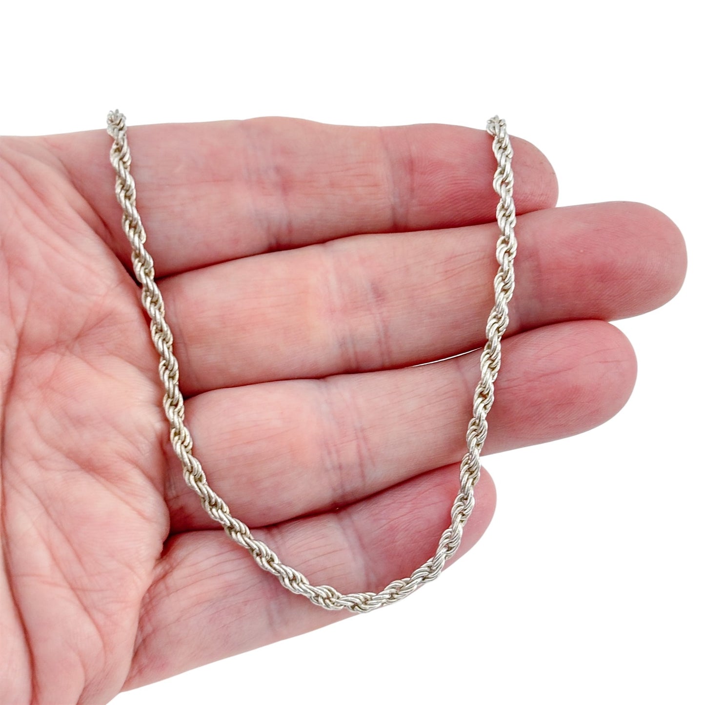 Vintage Sterling Silver 925 Twisted Rope Chain Necklace 24"