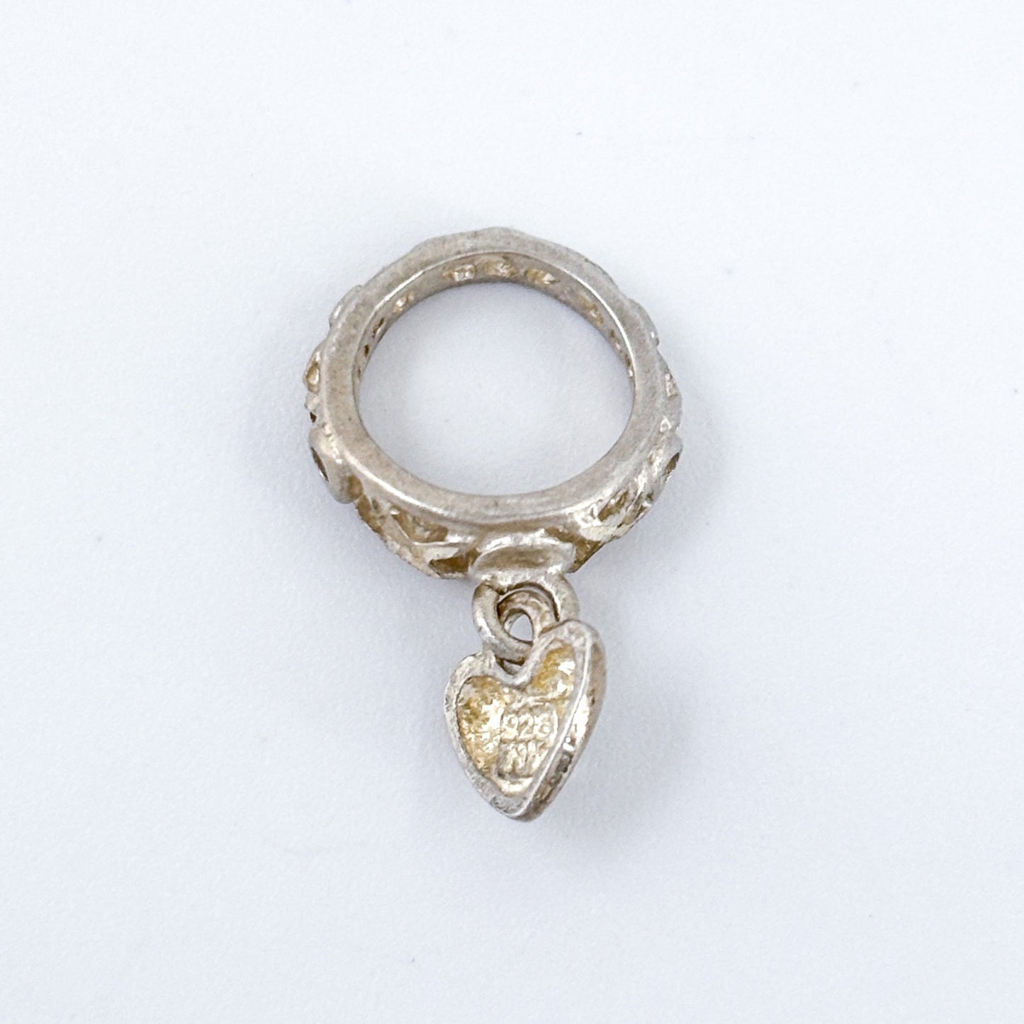 Vintage Sterling Silver 925 Heart Dangle Bracelet Charm