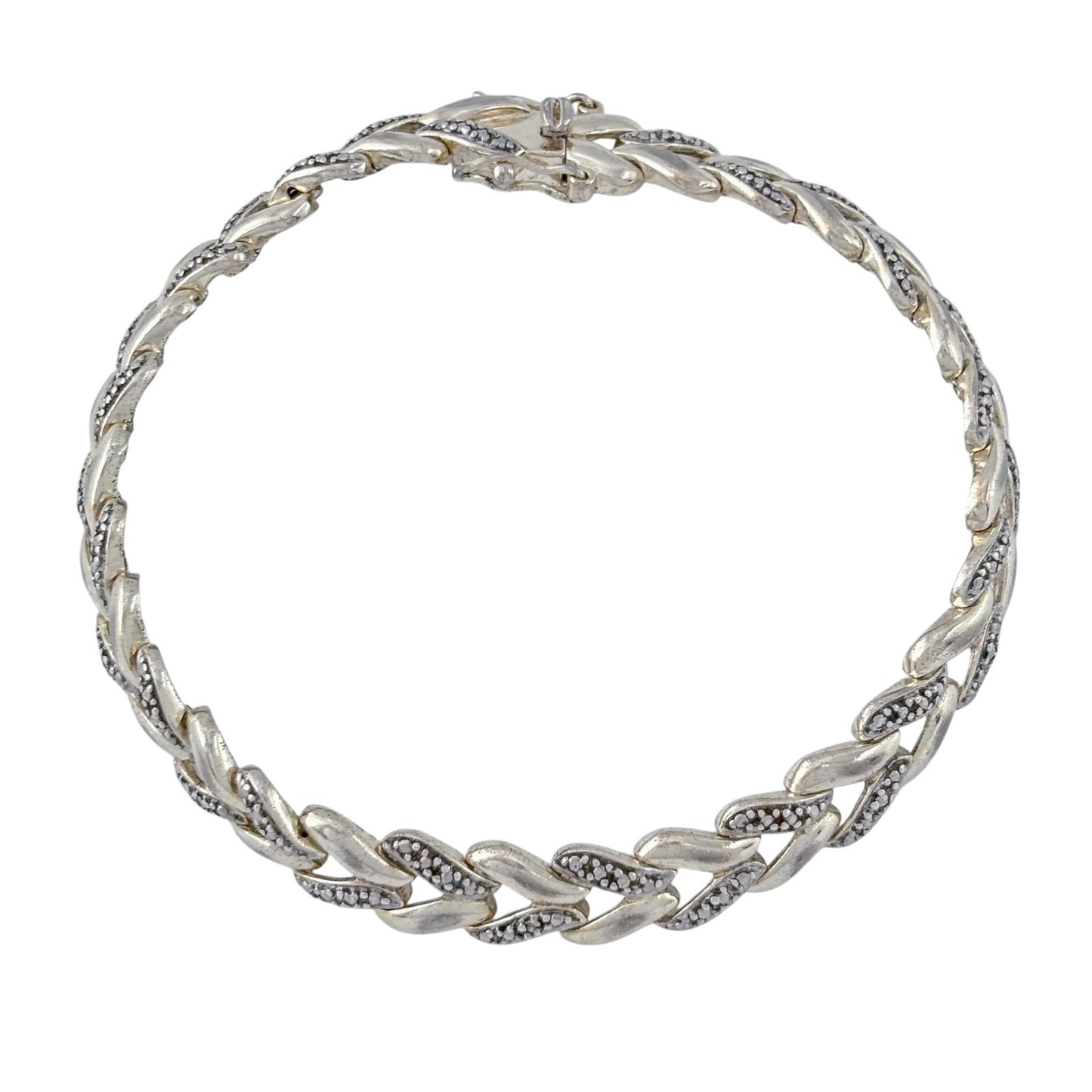 Vintage Sterling Silver 925 Studded Link Bracelet 7.25"