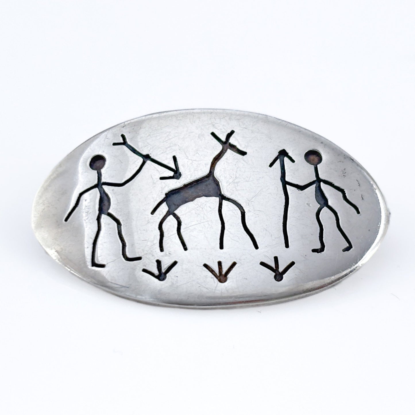 Vintage Sterling Silver 925 Petroglyph Brooch