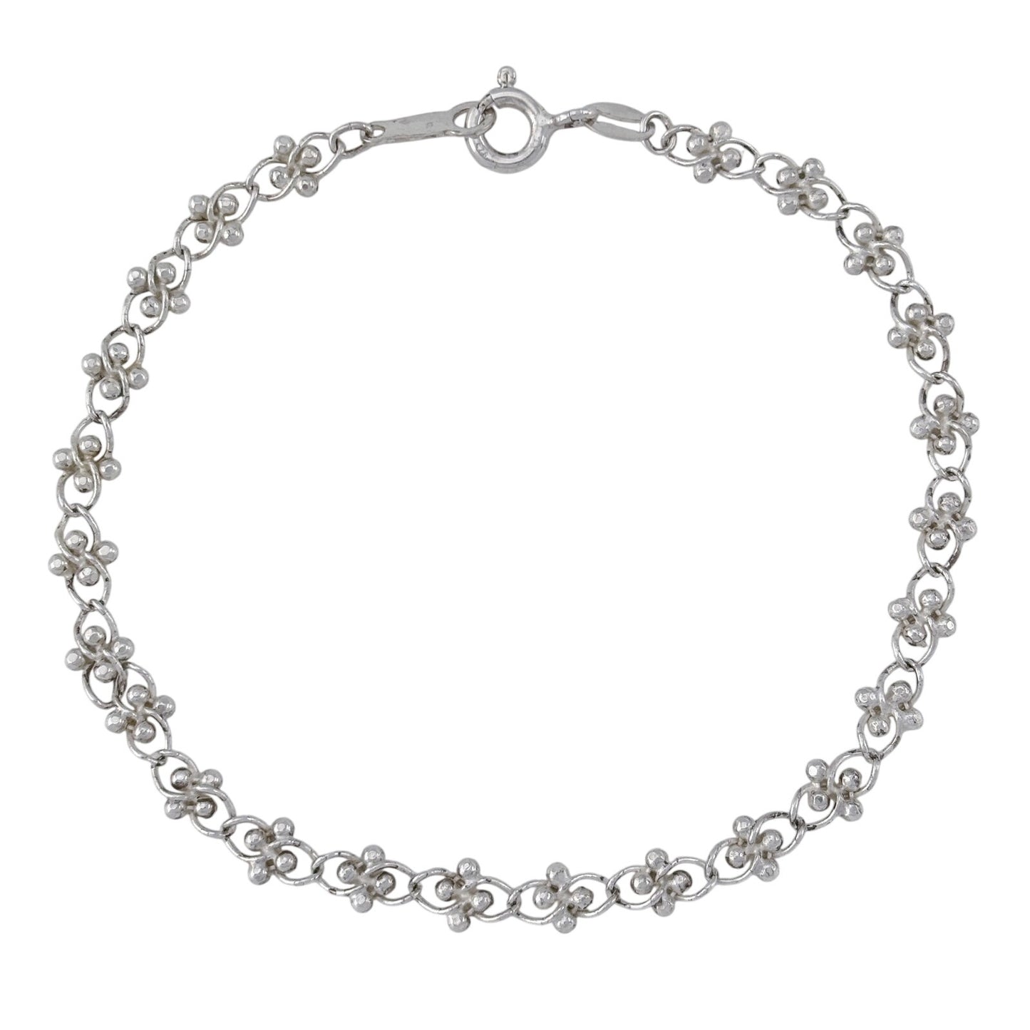 Vintage Sterling Silver 925 Bead Link Bracelet 7"