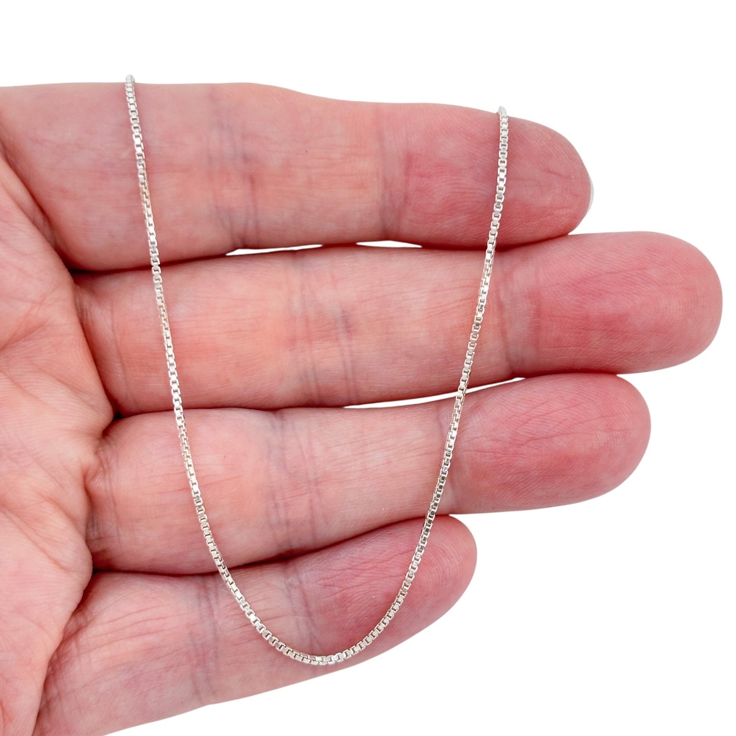 Vintage Sterling Silver 925 Box Chain Necklace 18"