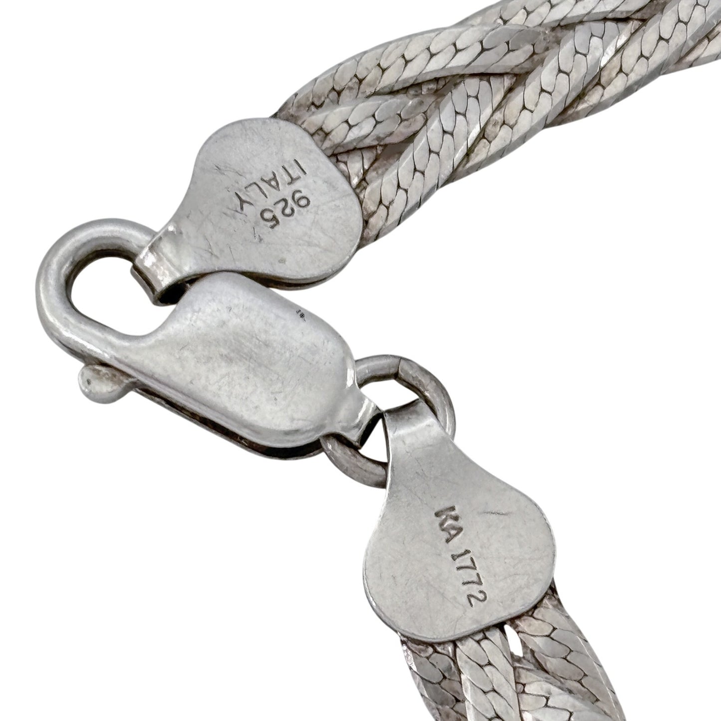 Vintage Italian Sterling Silver 925 Braided Chain Bracelet 7.5"