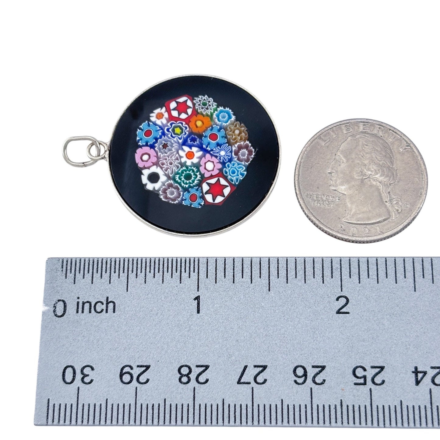 Vintage Sterling Silver 925 Millefiori Pendant