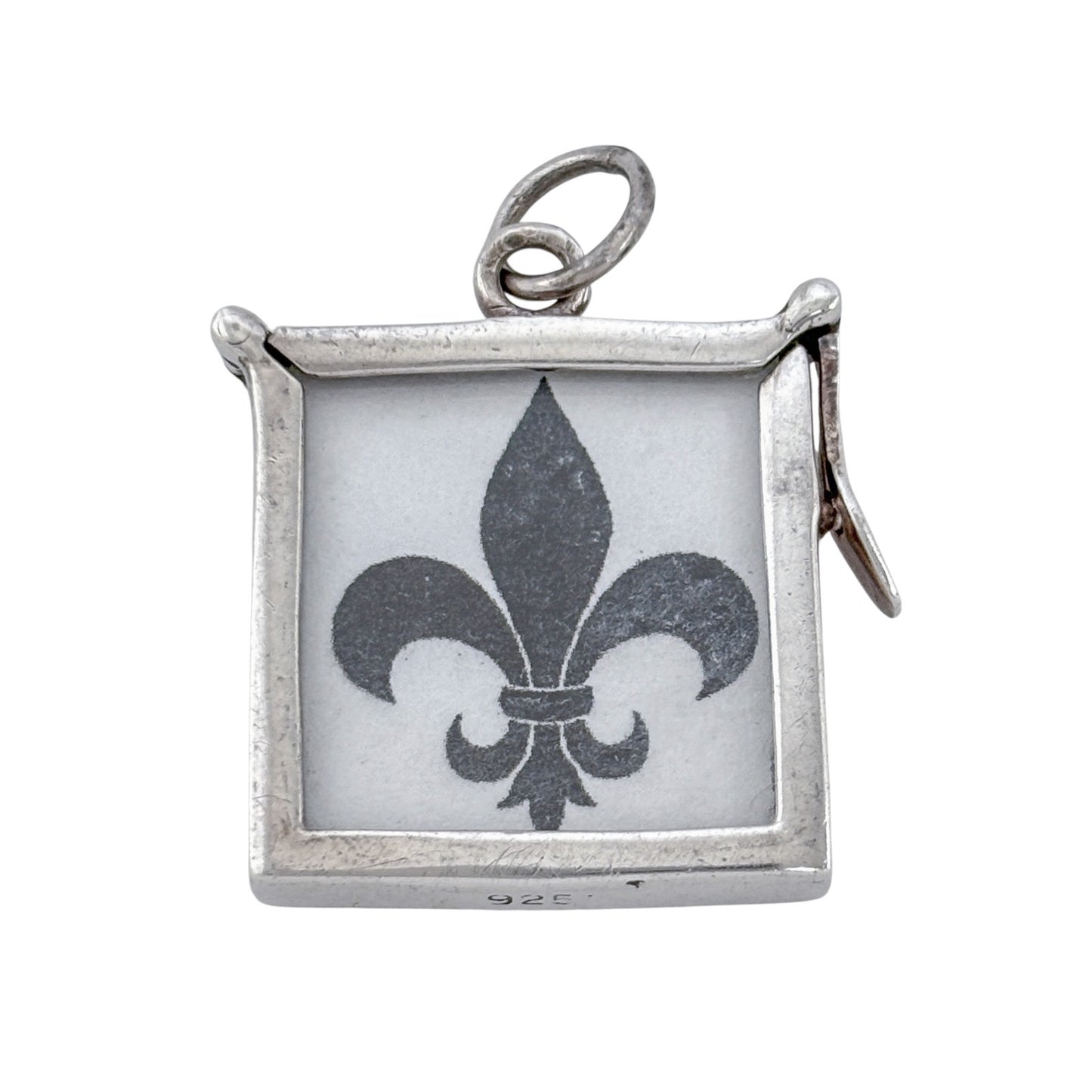 Vintage Sterling Silver 925 New Orleans Map Fleur De Lis Pendant