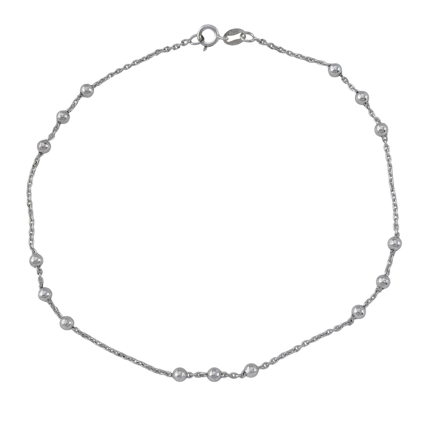 Vintage Italian Sterling Silver 925 Beaded Anklet 10"