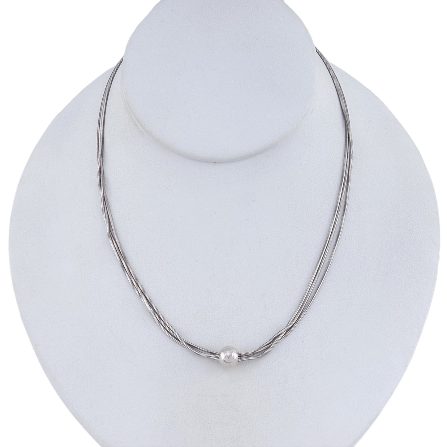 Retired Silpada Sterling Silver 925 Italy Multi Snake Bead Necklace 16"