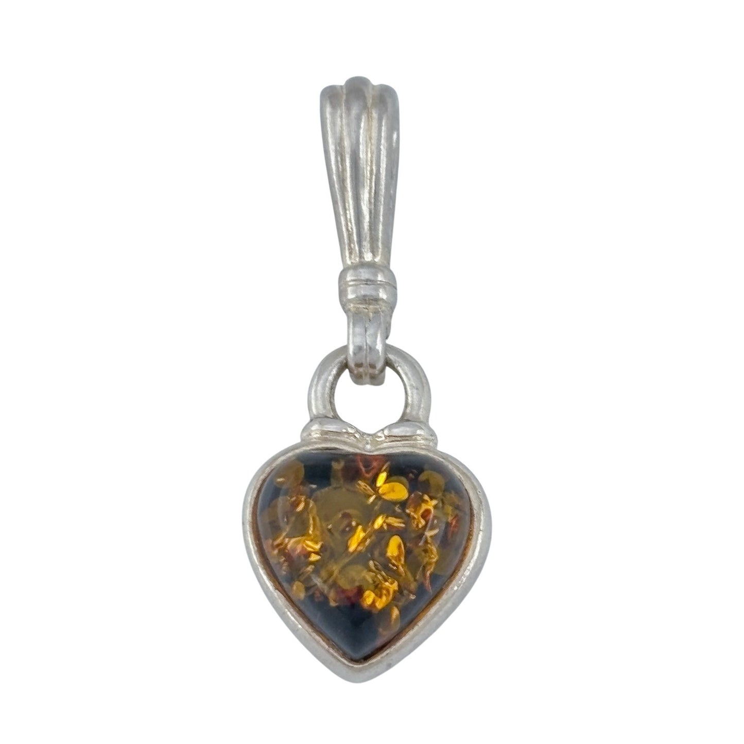 Vintage Sterling Silver 925 Amber Heart Pendant