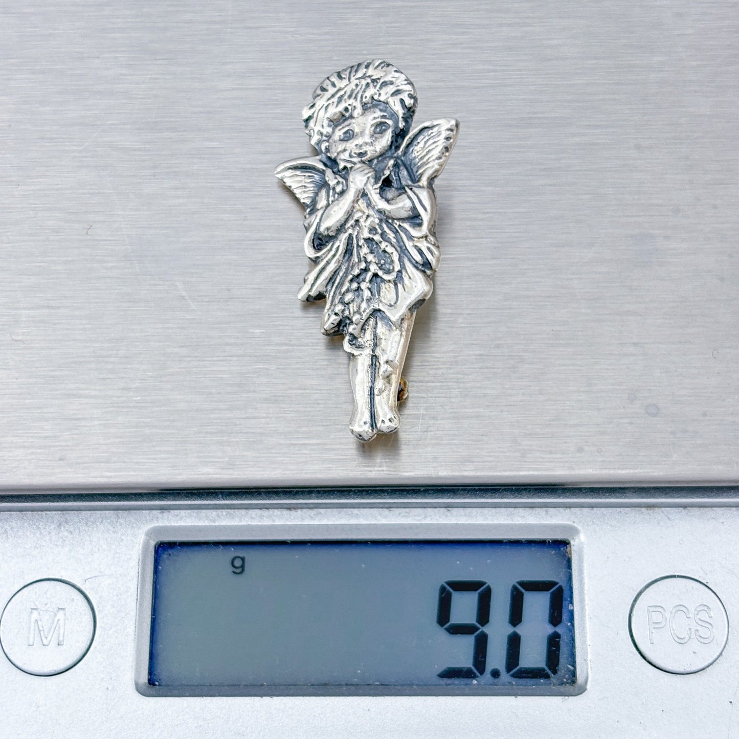 Vintage Sterling Silver 925 Angel Brooch