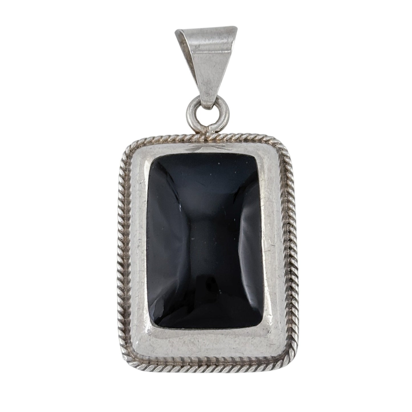 Vintage Mexico Taxco Sterling Silver 925 Onyx Pendant