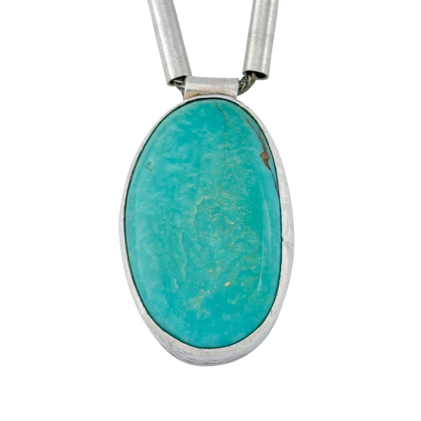 Vintage Sterling Silver Turquoise Pendant Necklace 16"