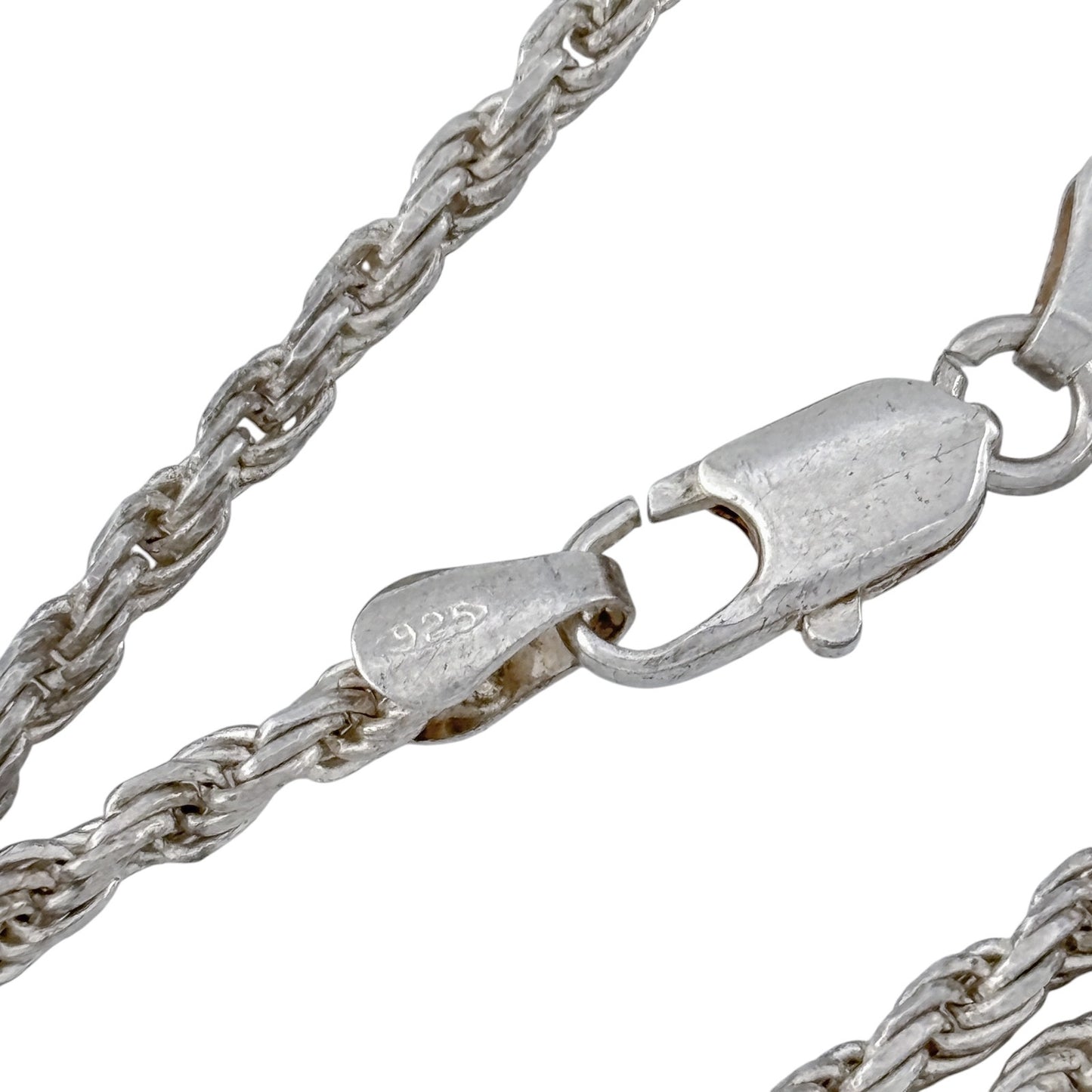 Vintage Italy Sterling Silver 925 Rope Chain Necklace 18"