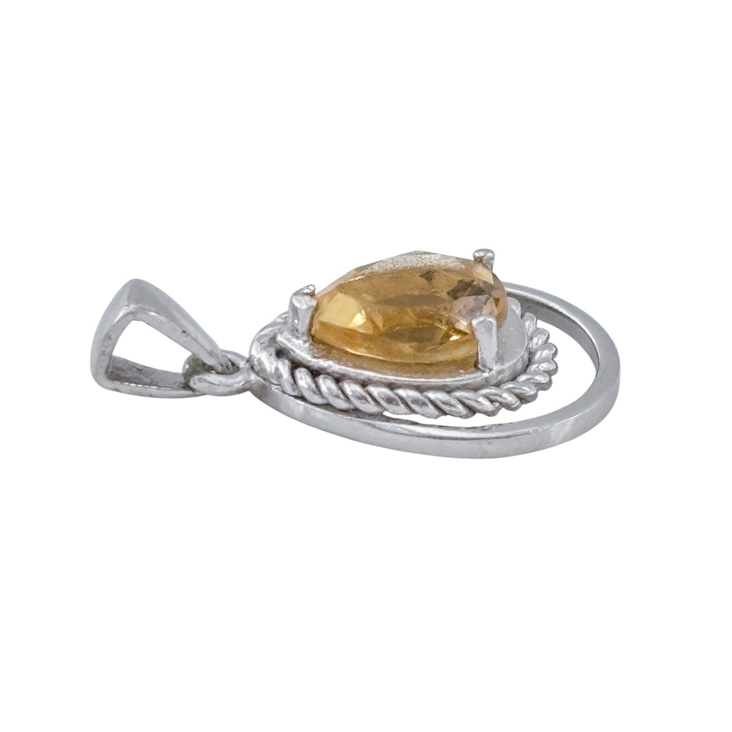 Vintage Sterling Silver 925 Citrine Pendant