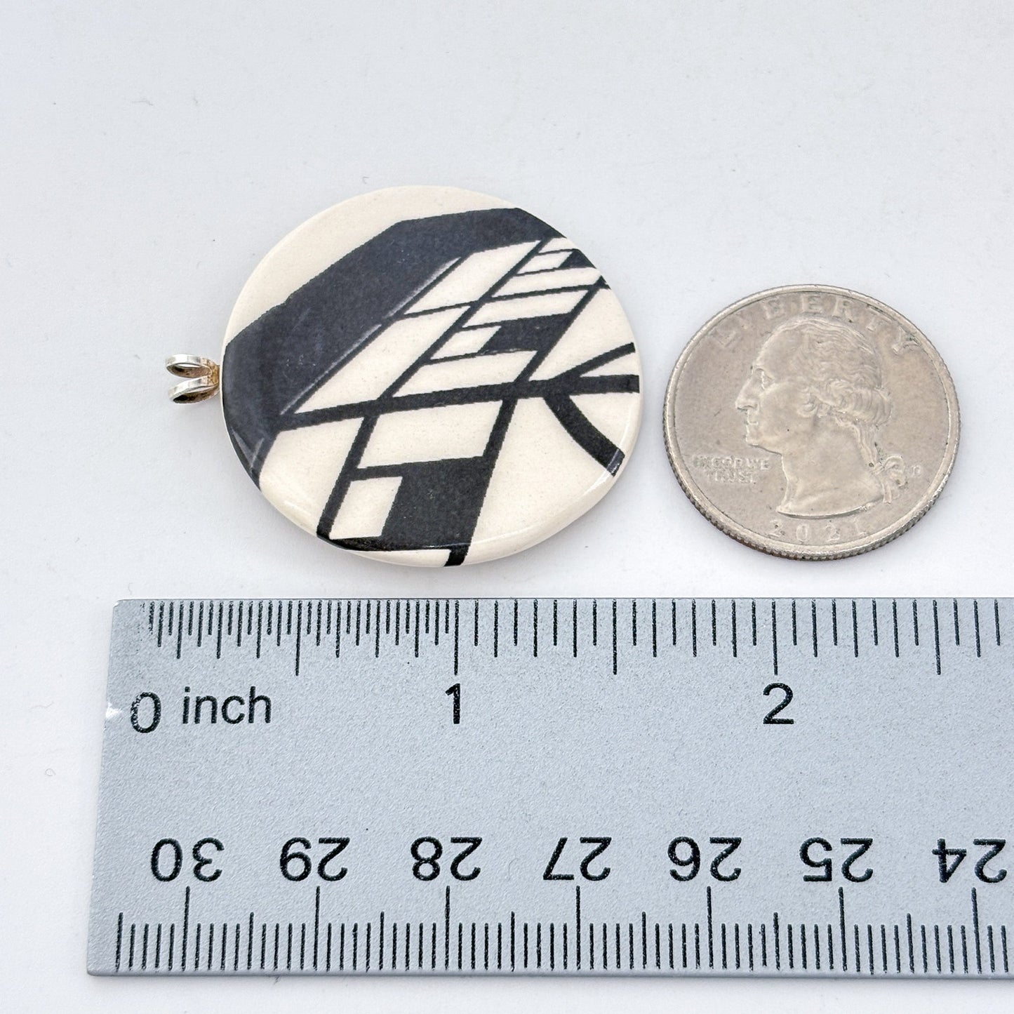 Vintage Sterling Silver 925 Allison Wiffen Abstract Ceramic Pendant