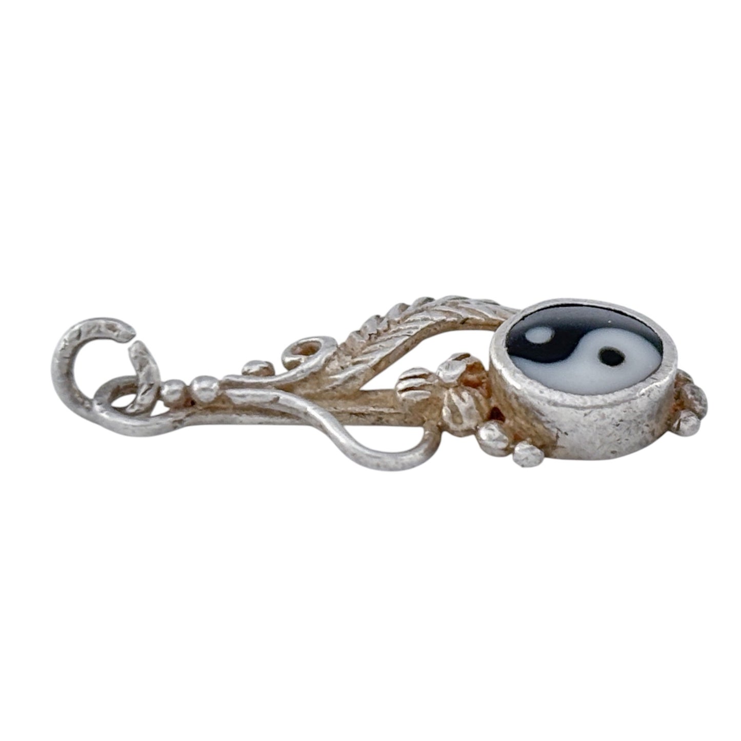 Vintage Sterling Silver 925 Yin Yang Feather Pendant