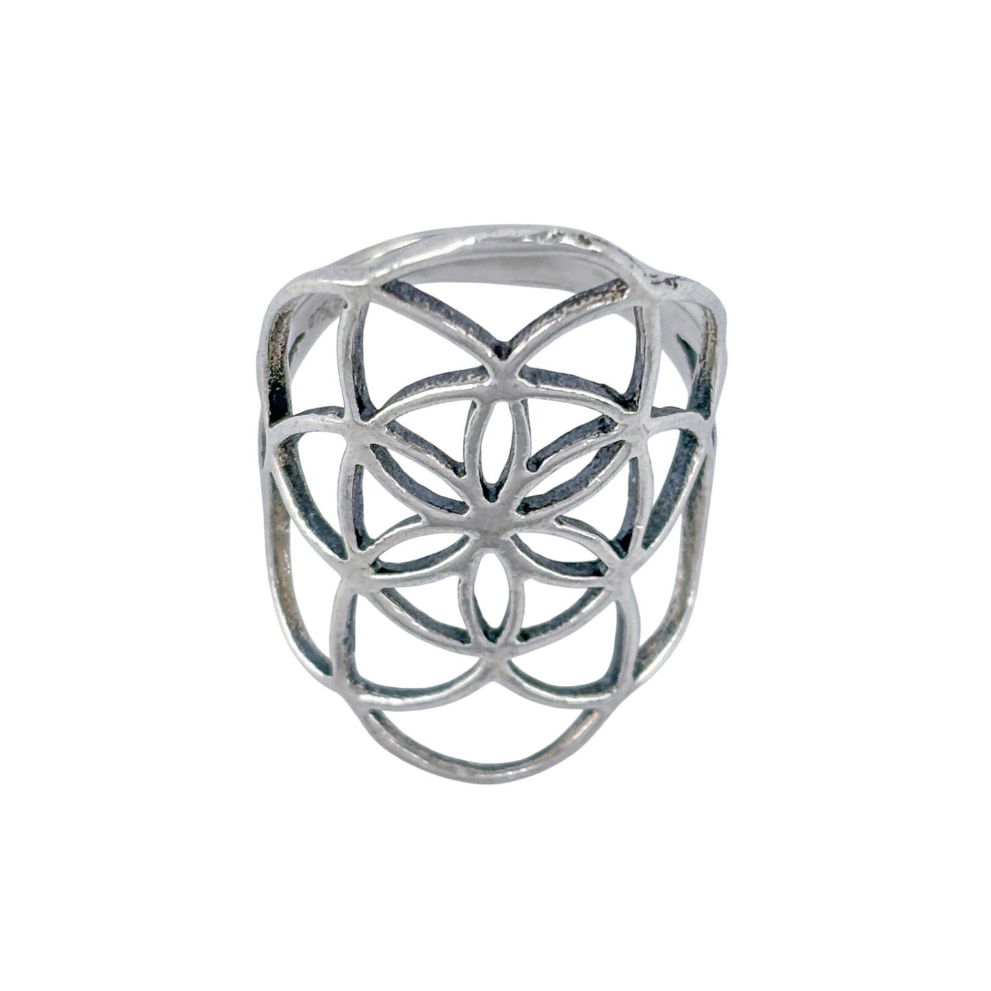 Vintage Sterling Silver 925 Mandala Flower Ring Size 7