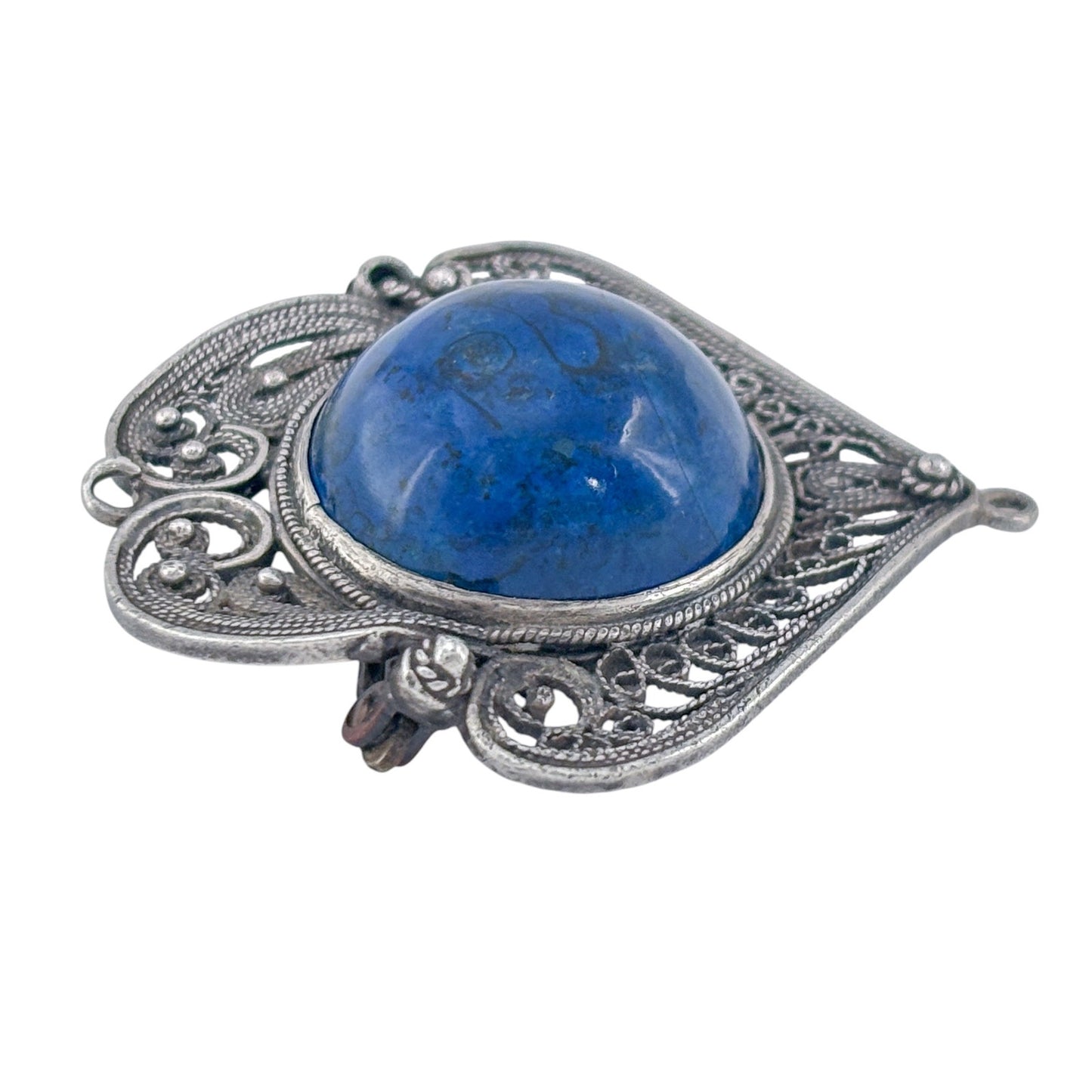 Vintage Sterling Silver 925 Lapis Lazuli Brooch