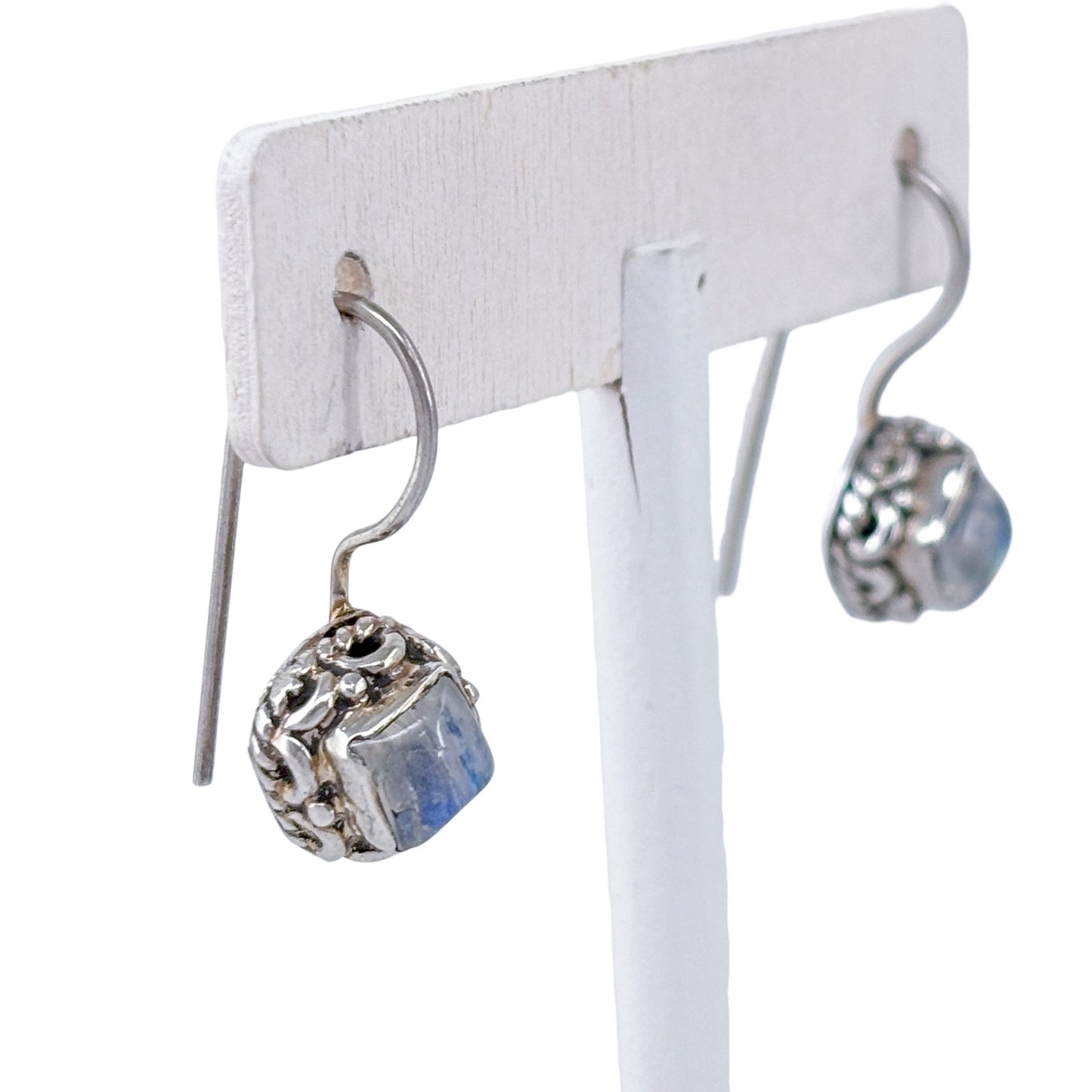 Sterling Silver 925 Rainbow Moonstone Hook Earrings