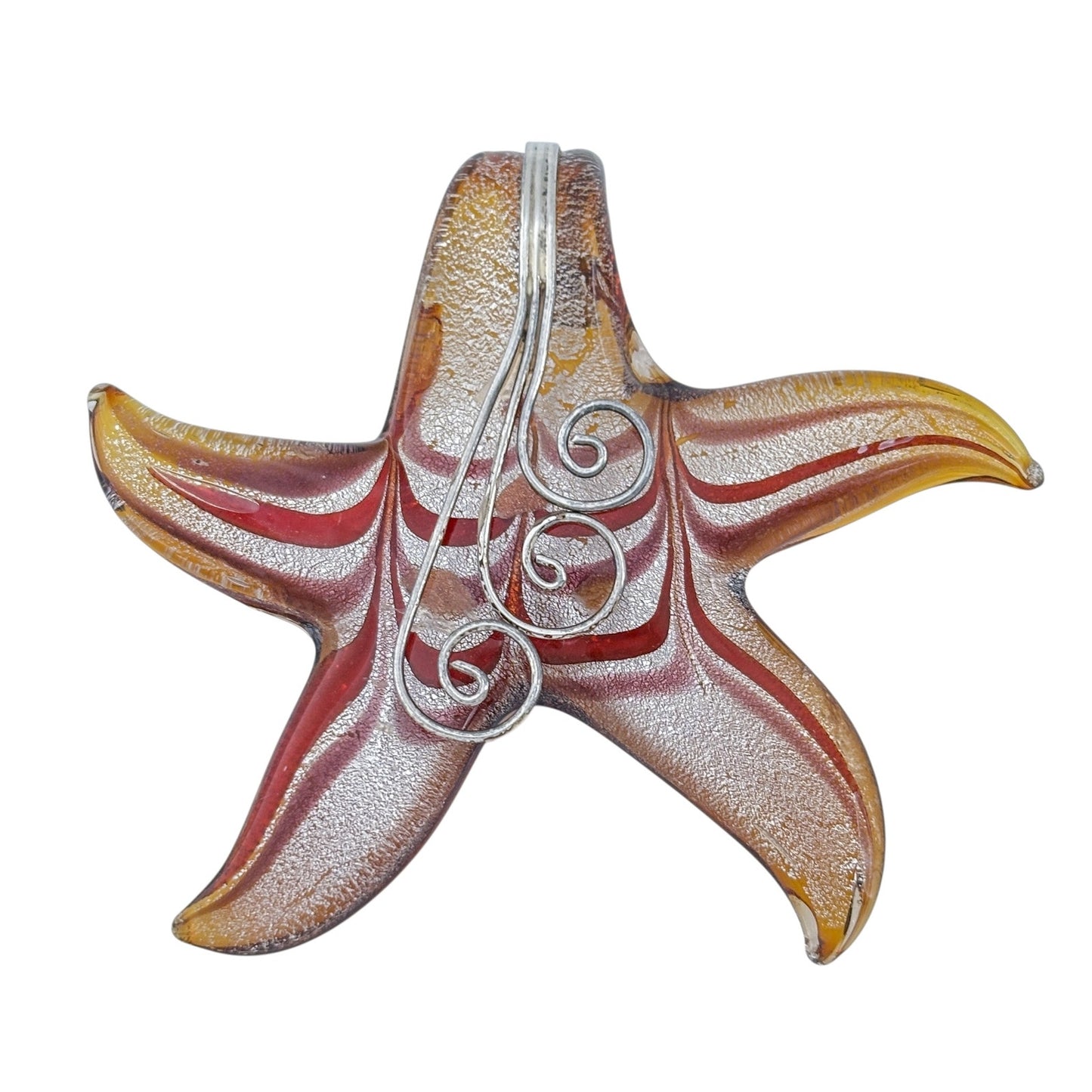 Vintage Sterling Silver 925 Starfish Glass Pendant