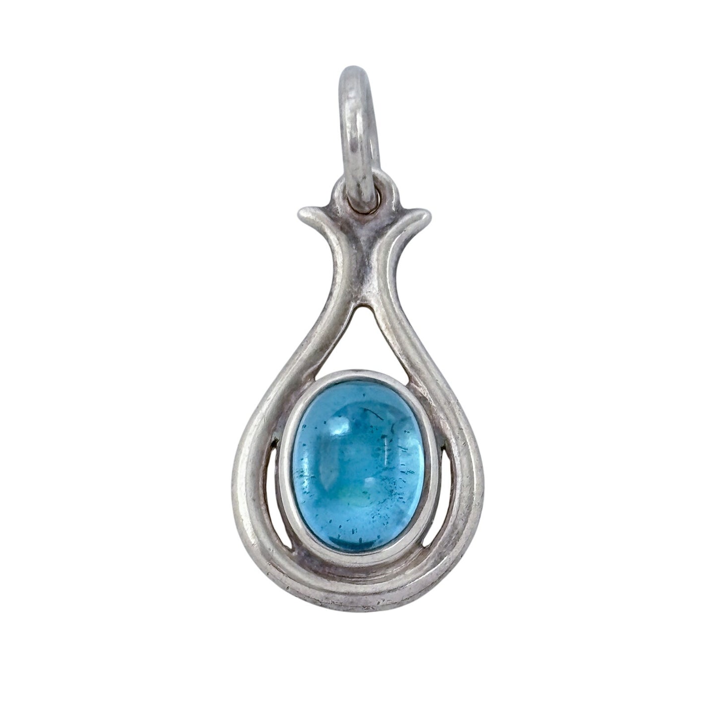 Vintage Sterling Silver 925 Blue Glass Pendant
