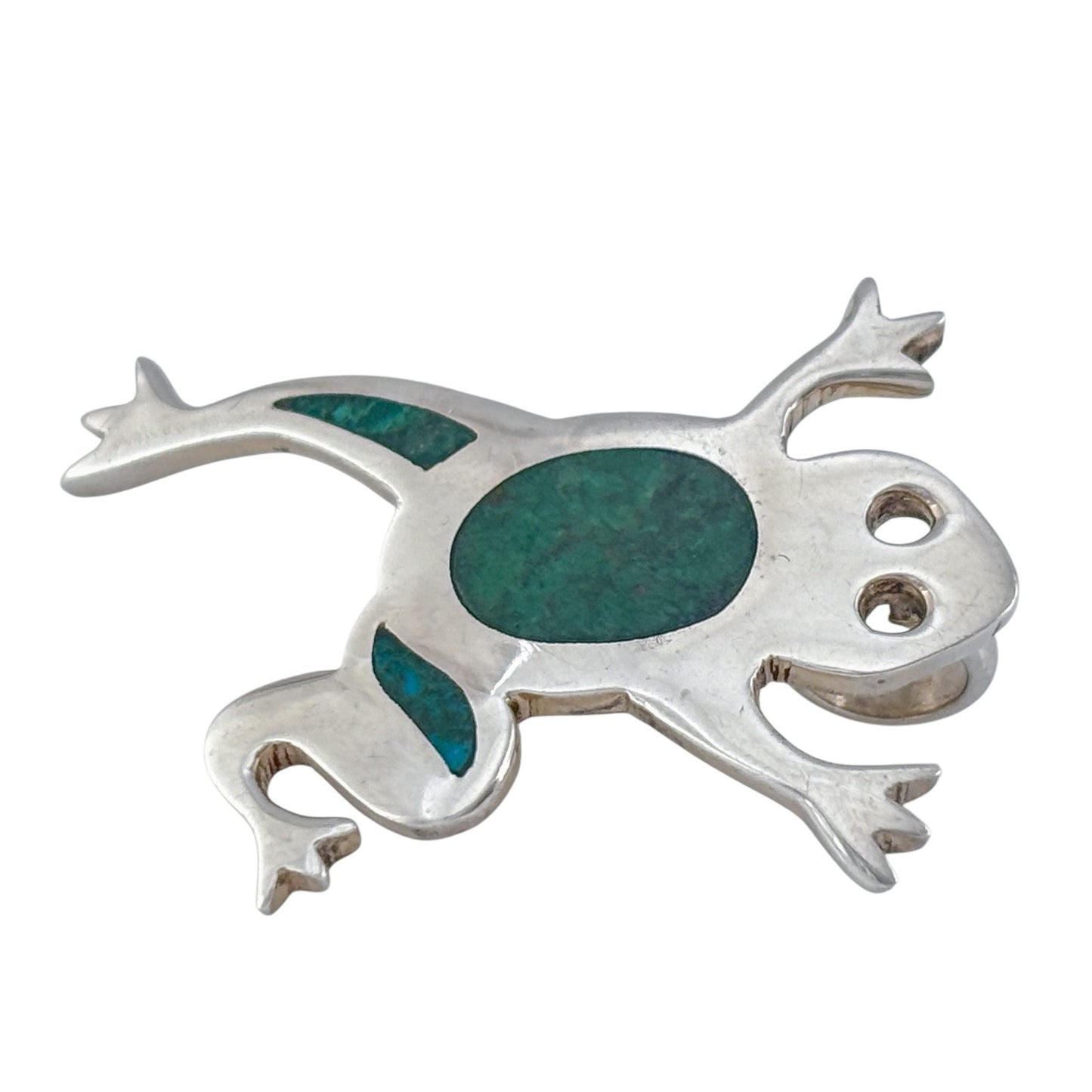 Vintage Sterling Silver 925 Turquoise Frog Pendant
