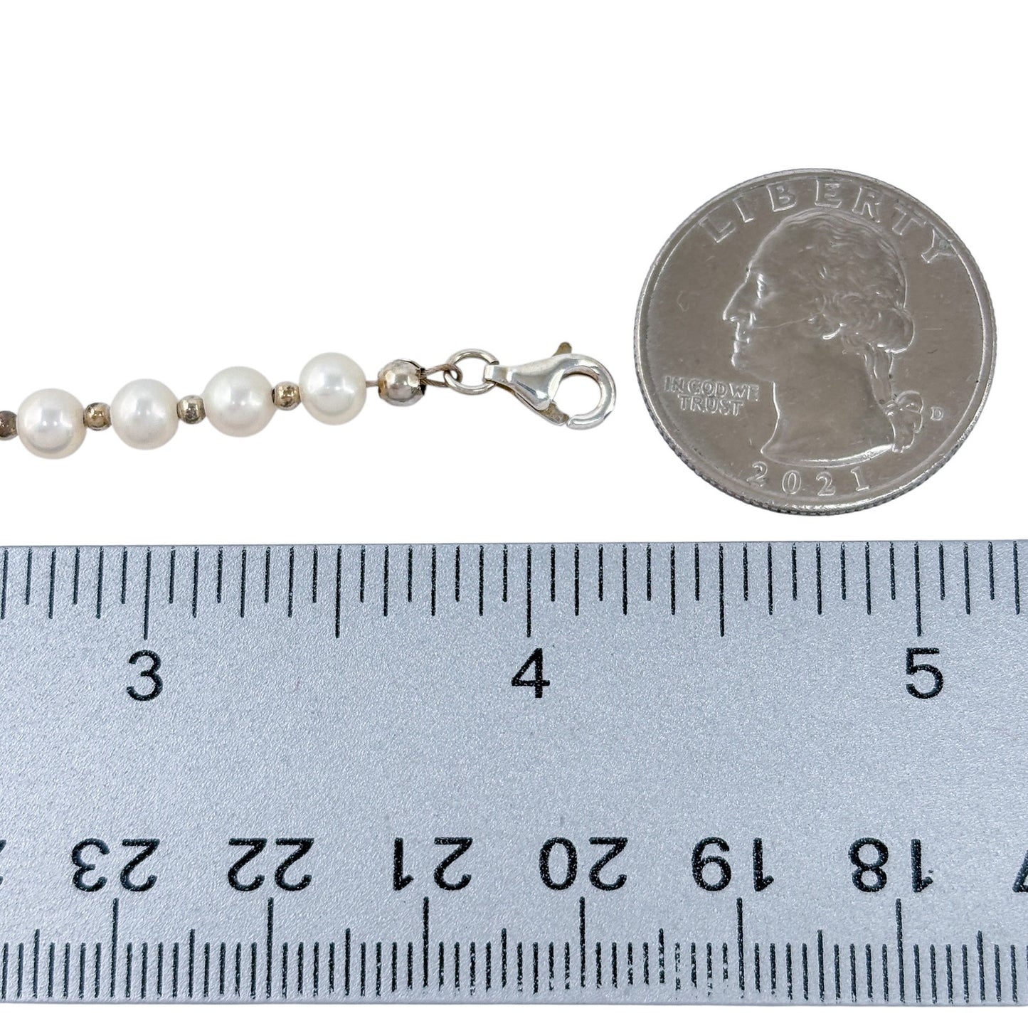 Vintage Sterling Silver 925 Pearl Baby Christening Bracelet 4"