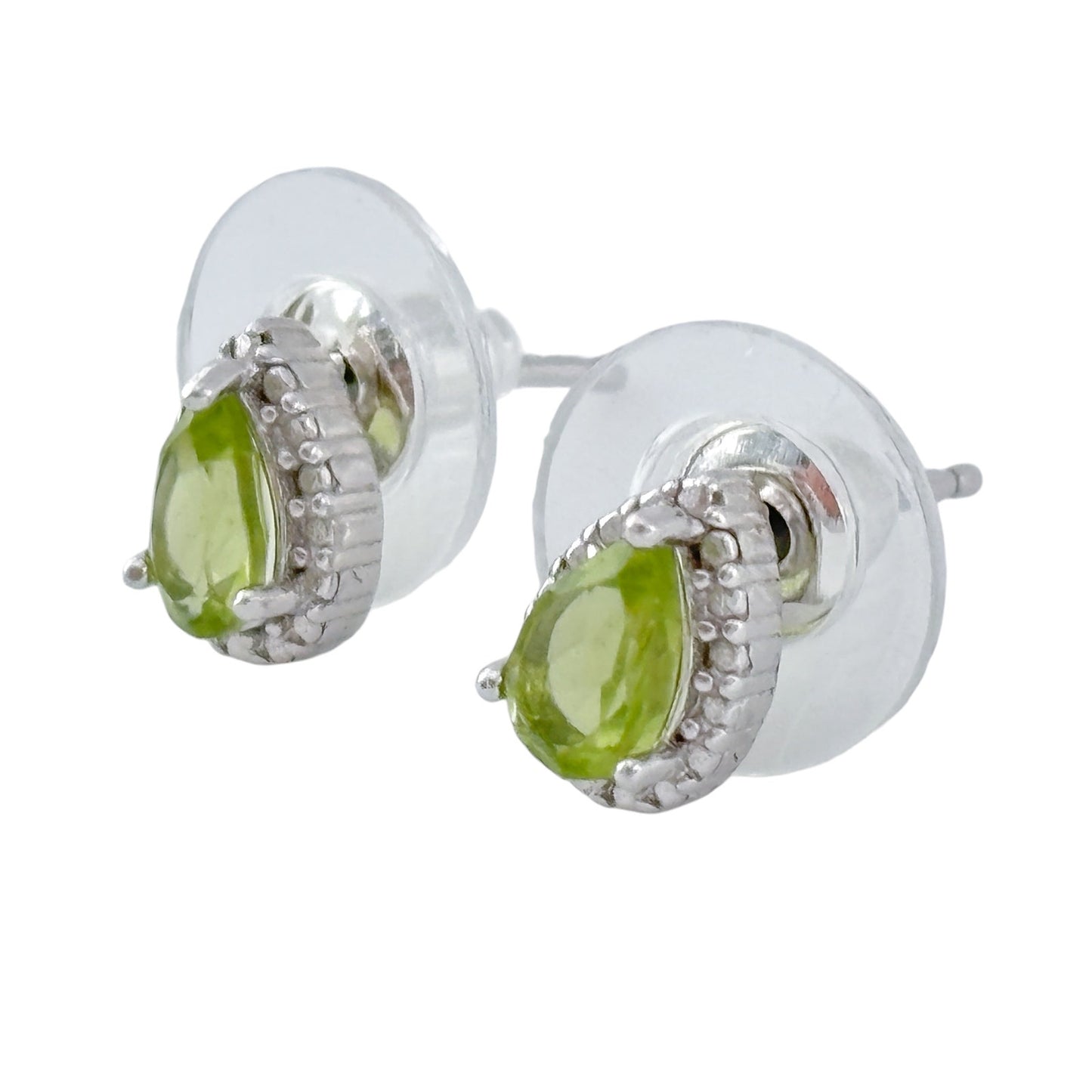 Vintage Sterling Silver 925 Peridot Teardrop Stud Earrings