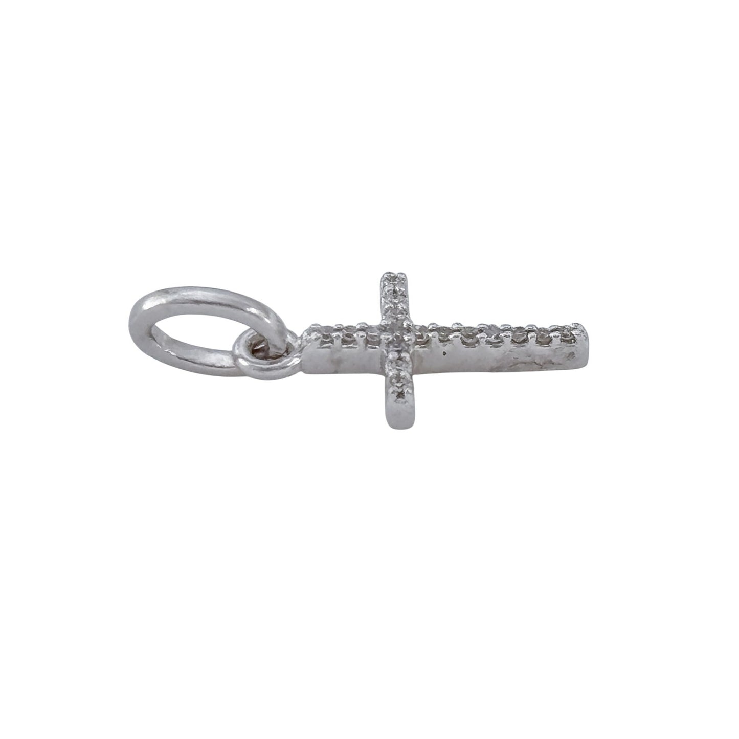 Vintage Sterling Silver 925 Diamond 0.09ctw Cross Pendant