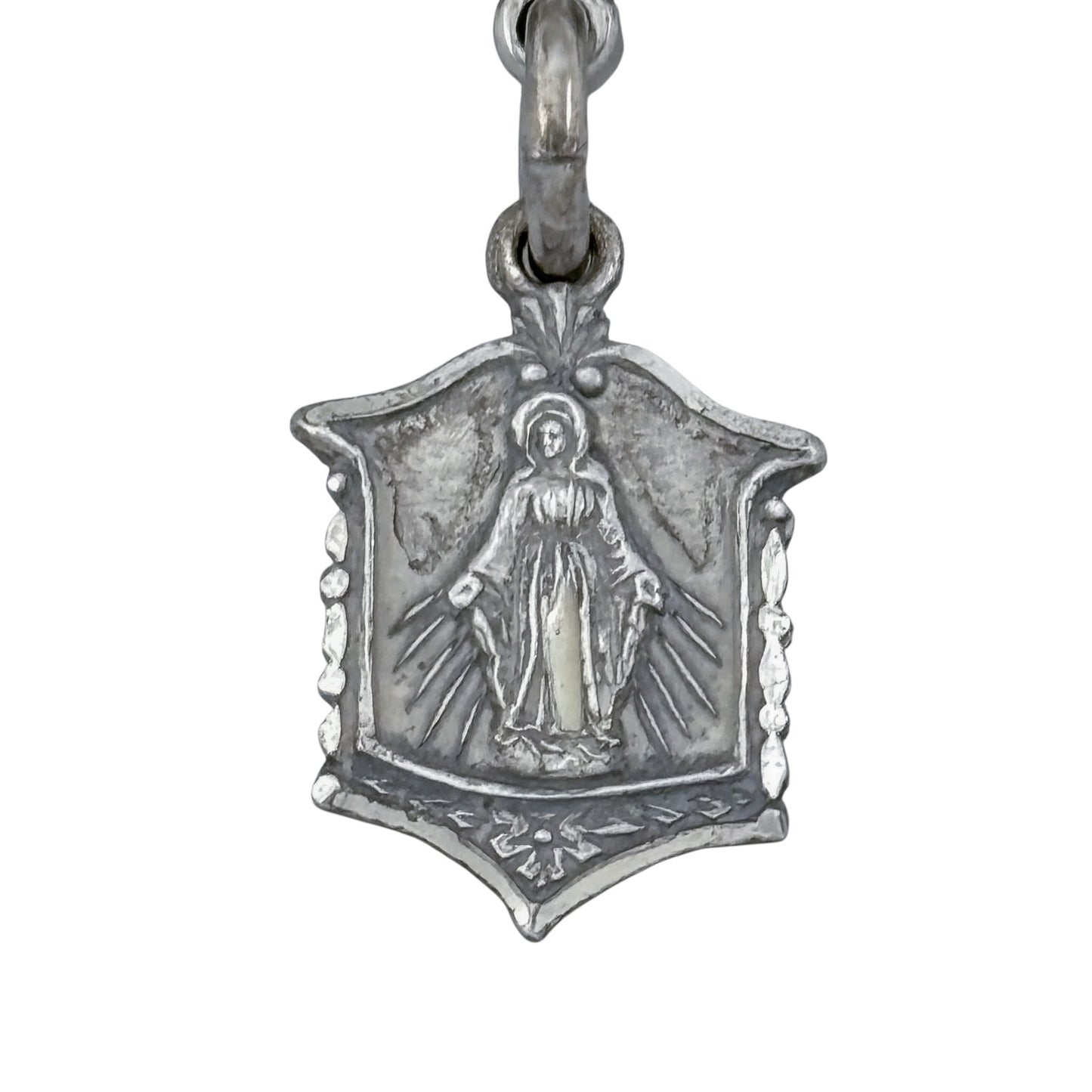 Vintage Sterling Silver 925 Miraculous Medal Bar Pin Brooch