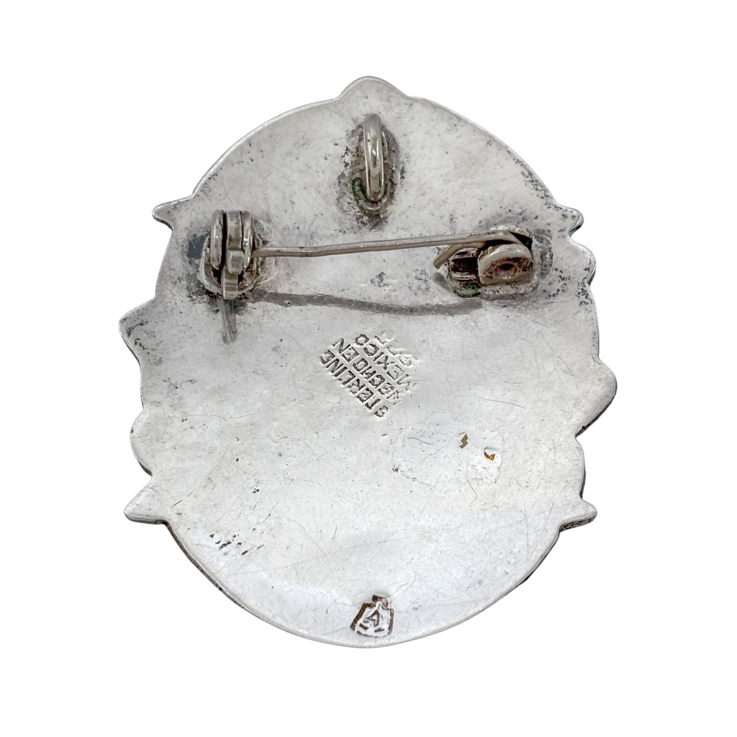 Vintage Sterling Silver 925 Abalone Mosaic Pendant Brooch