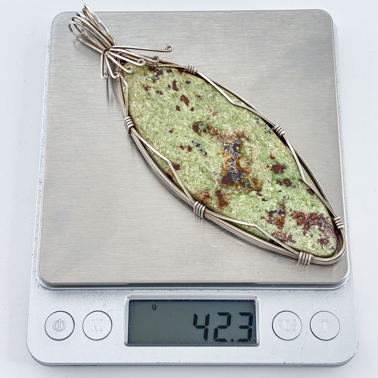 Vintage Sterling Silver 925 Jasper Wire Wrap Pendant
