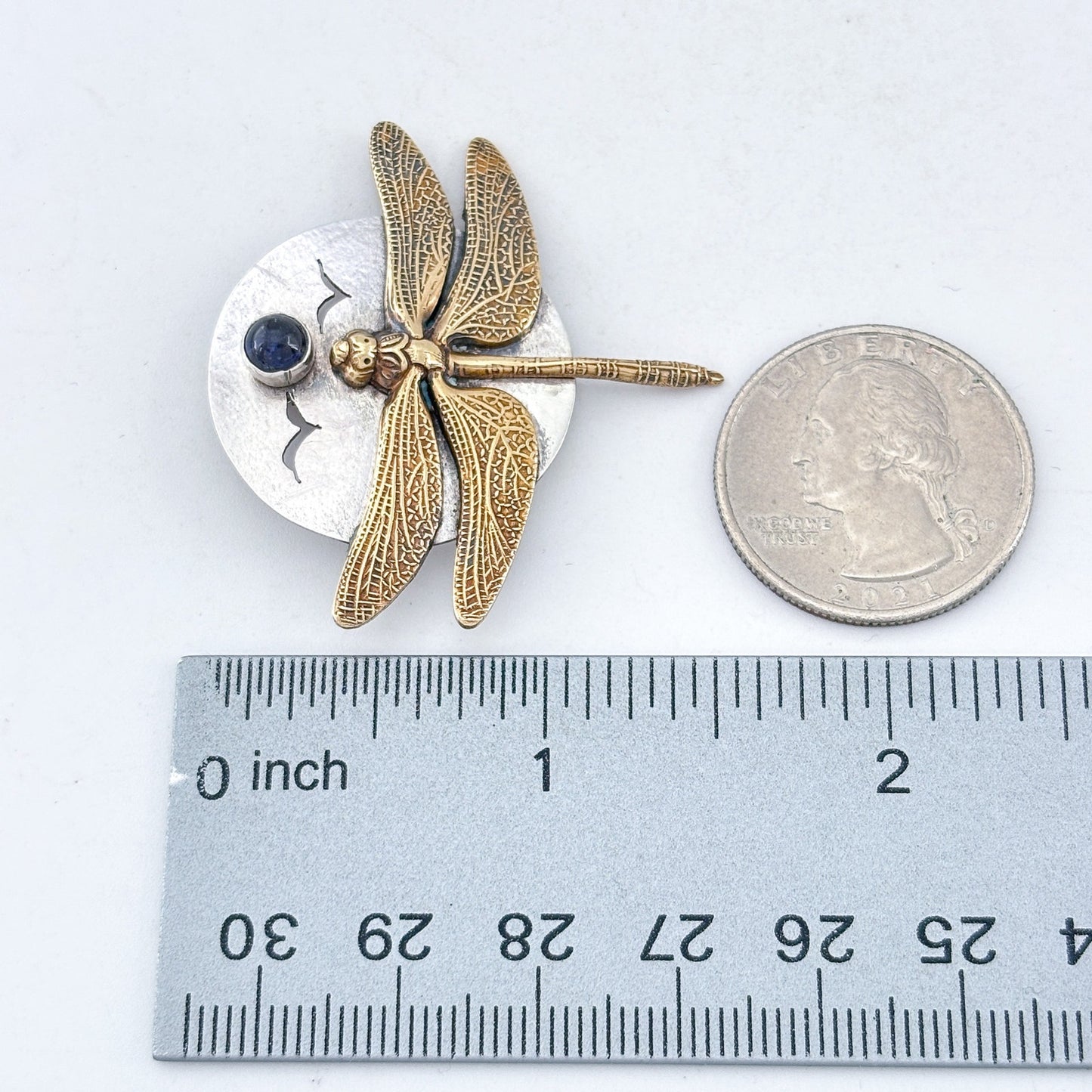 Vintage Sterling Silver 925 Lapis Lazuli Dragonfly Brooch