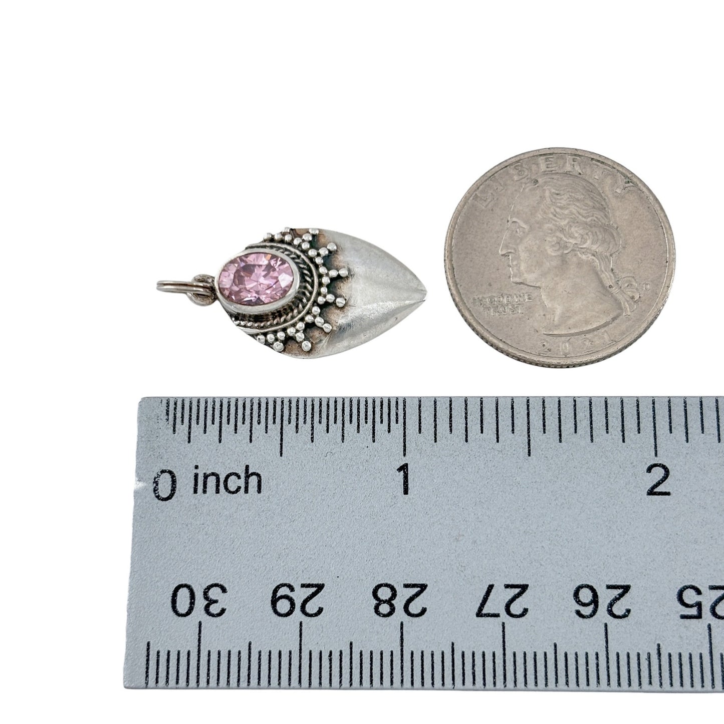 Vintage Sterling Silver 925 Morganite Pendant