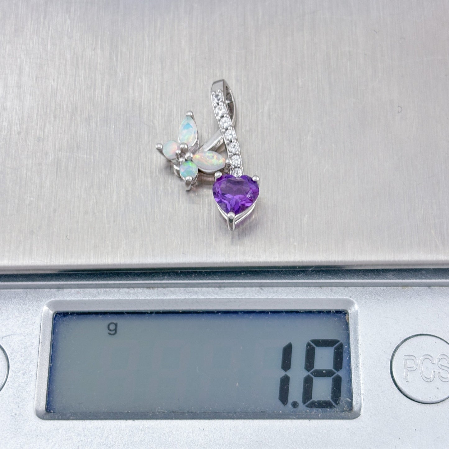 Vintage Sterling Silver 925 Opal Amethyst Topaz Pendant